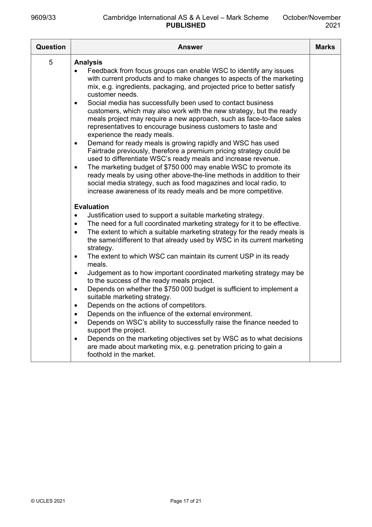 Mark scheme, page 17 of 21