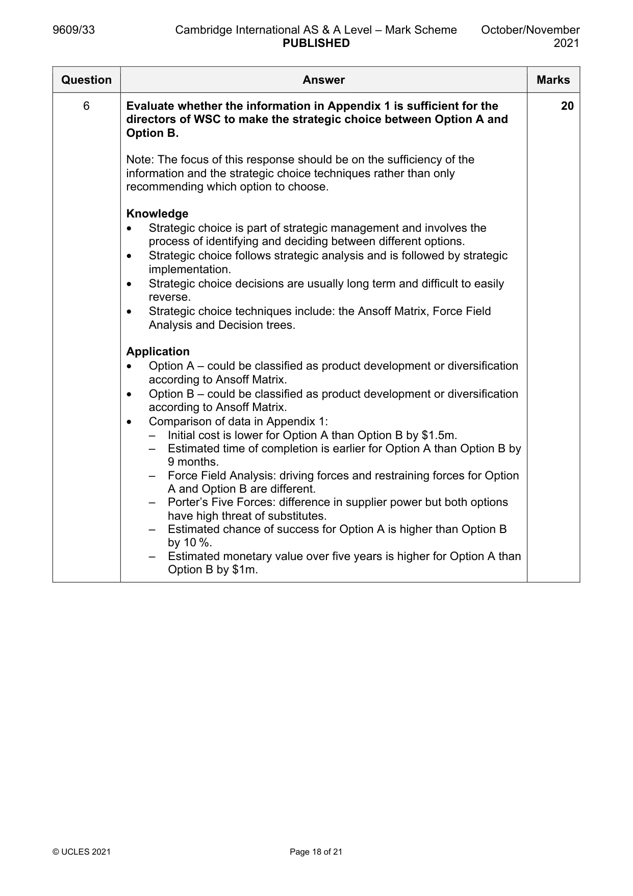 Mark scheme, page 18 of 21