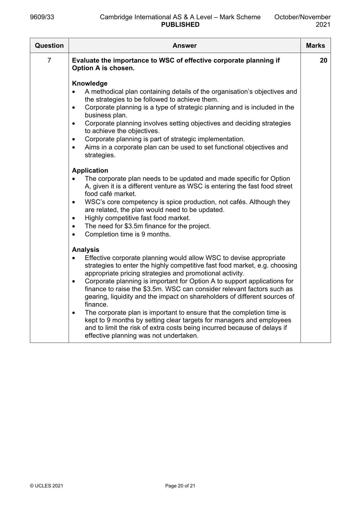 Mark scheme, page 20 of 21