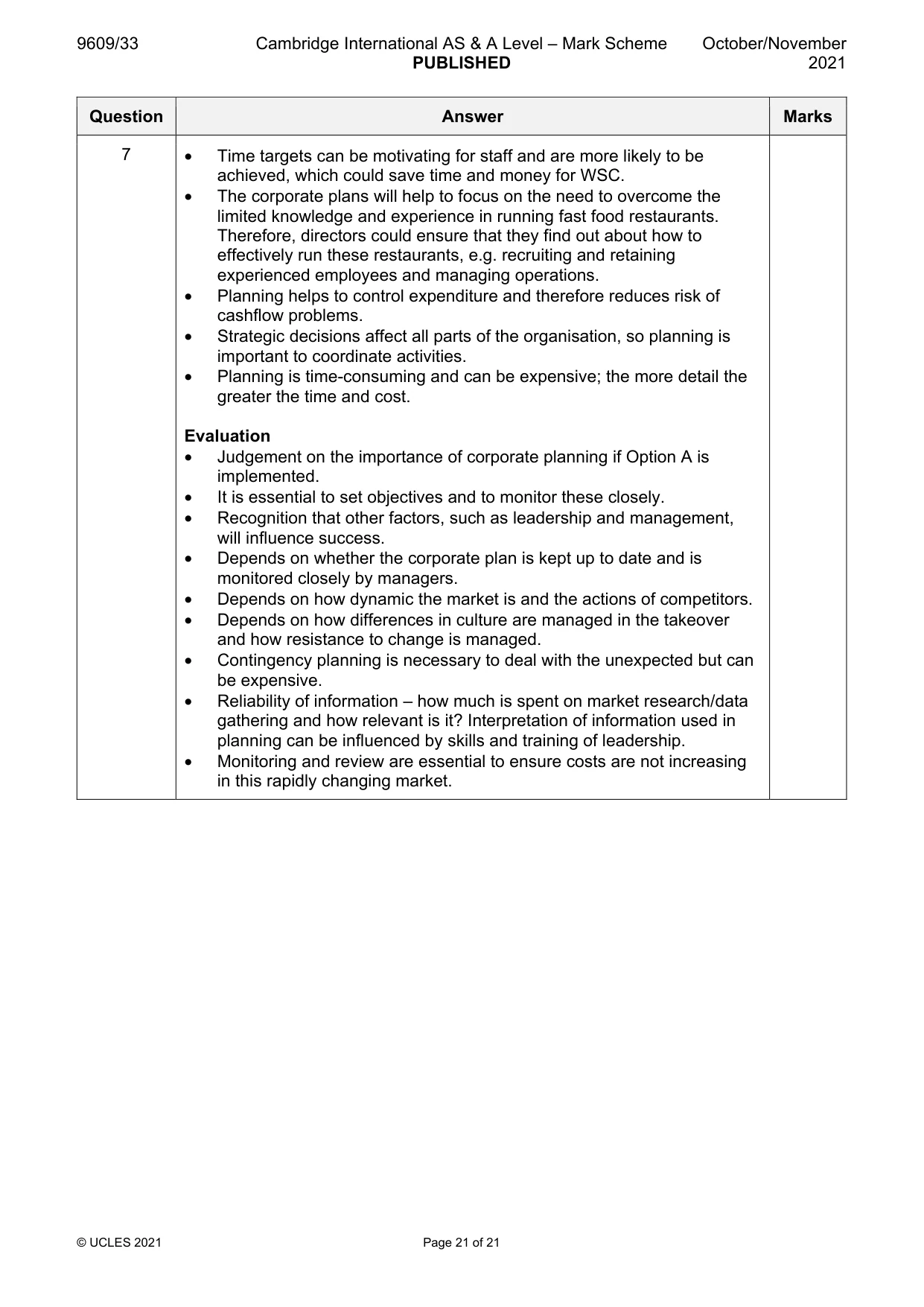 Mark scheme, page 21 of 21