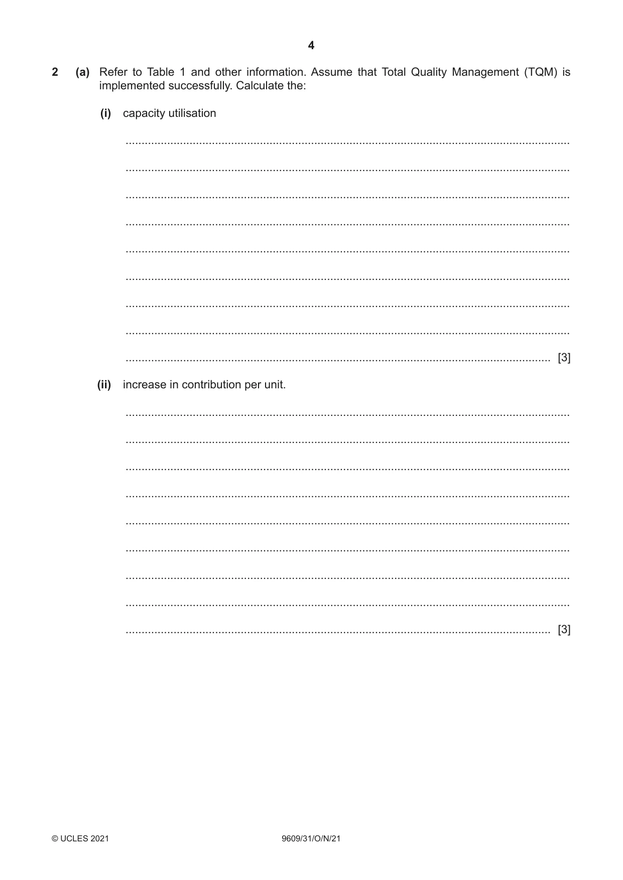 Cambridge A Level Business (for first examination in 2016) 9609 2021 Oct/Nov Paper 3 · Variant 1 question paper, page 4 of 20