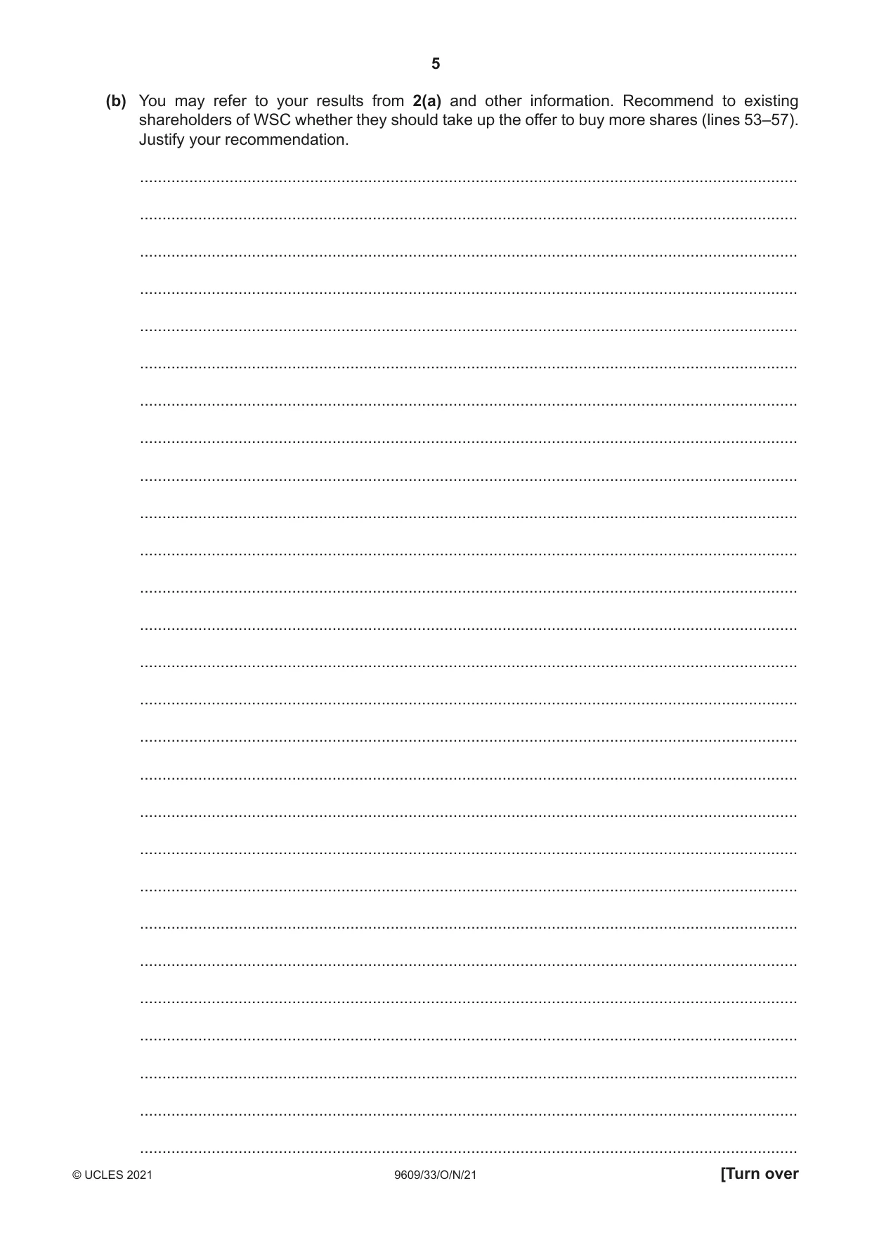 Cambridge A Level Business (for first examination in 2016) 9609 2021 Oct/Nov Paper 3 · Variant 3 question paper, page 5 of 20
