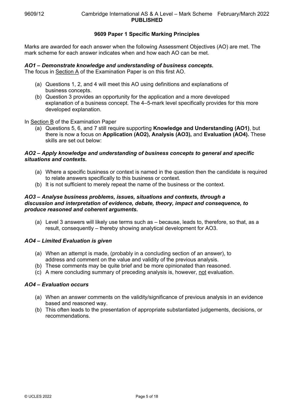 Mark scheme, page 5 of 18
