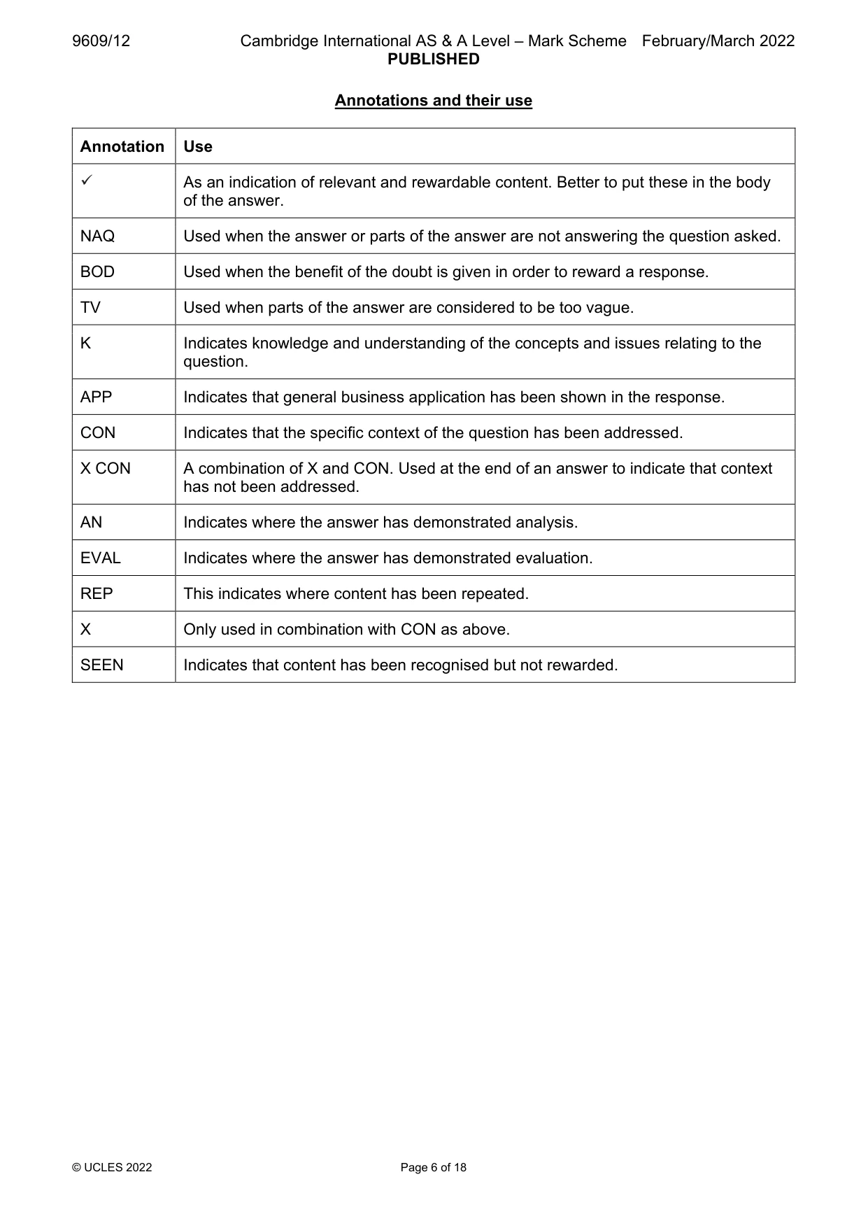 Mark scheme, page 6 of 18
