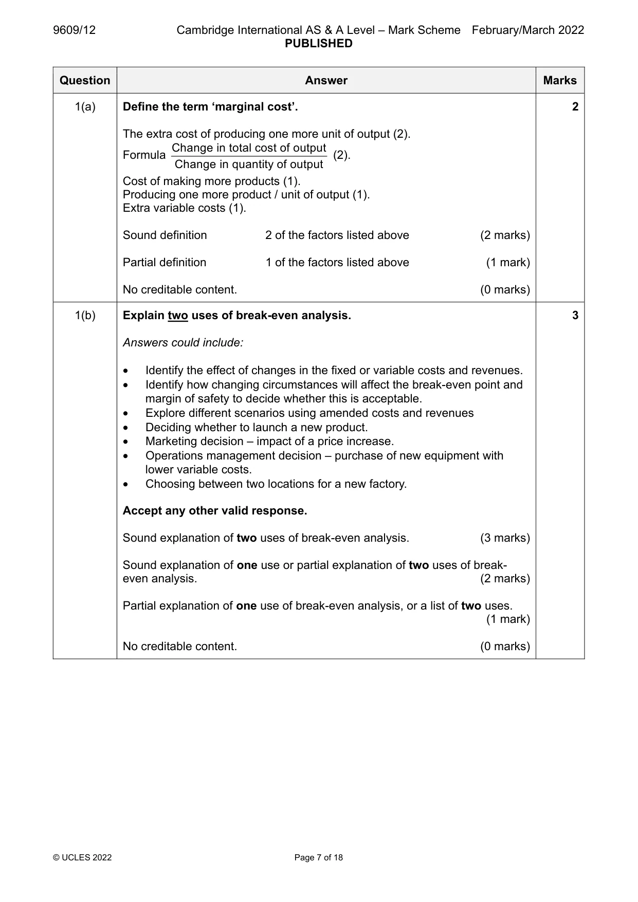 Mark scheme, page 7 of 18