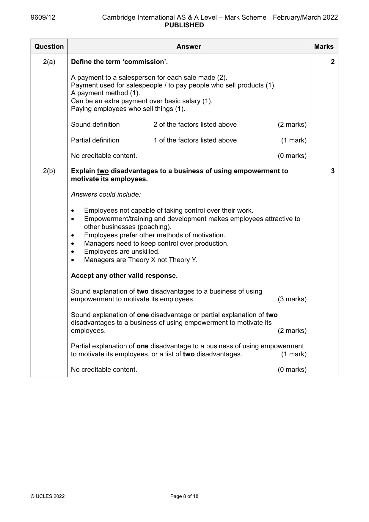Mark scheme, page 8 of 18