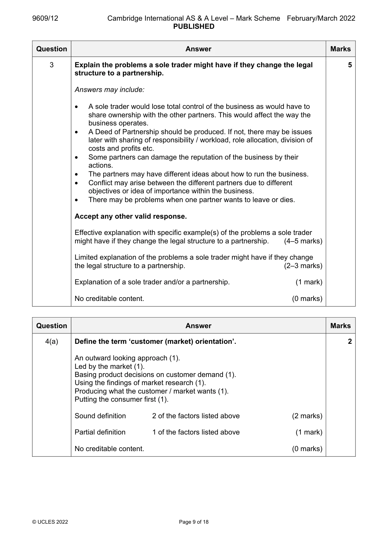 Mark scheme, page 9 of 18