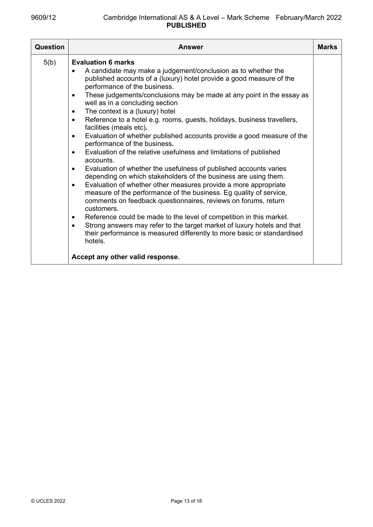 Mark scheme, page 13 of 18