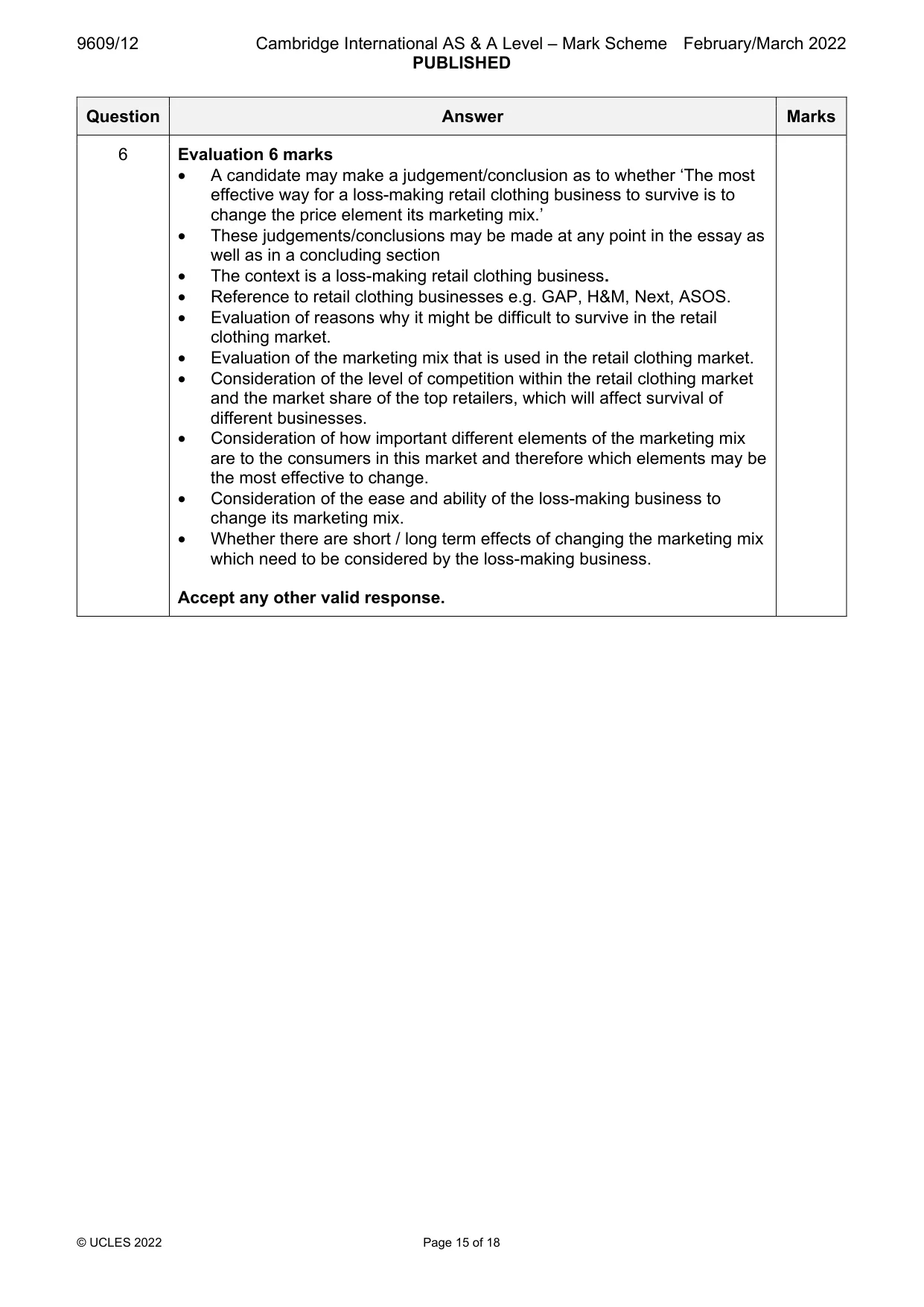 Mark scheme, page 15 of 18
