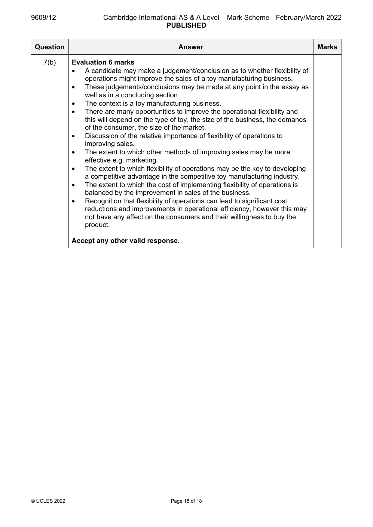 Mark scheme, page 18 of 18