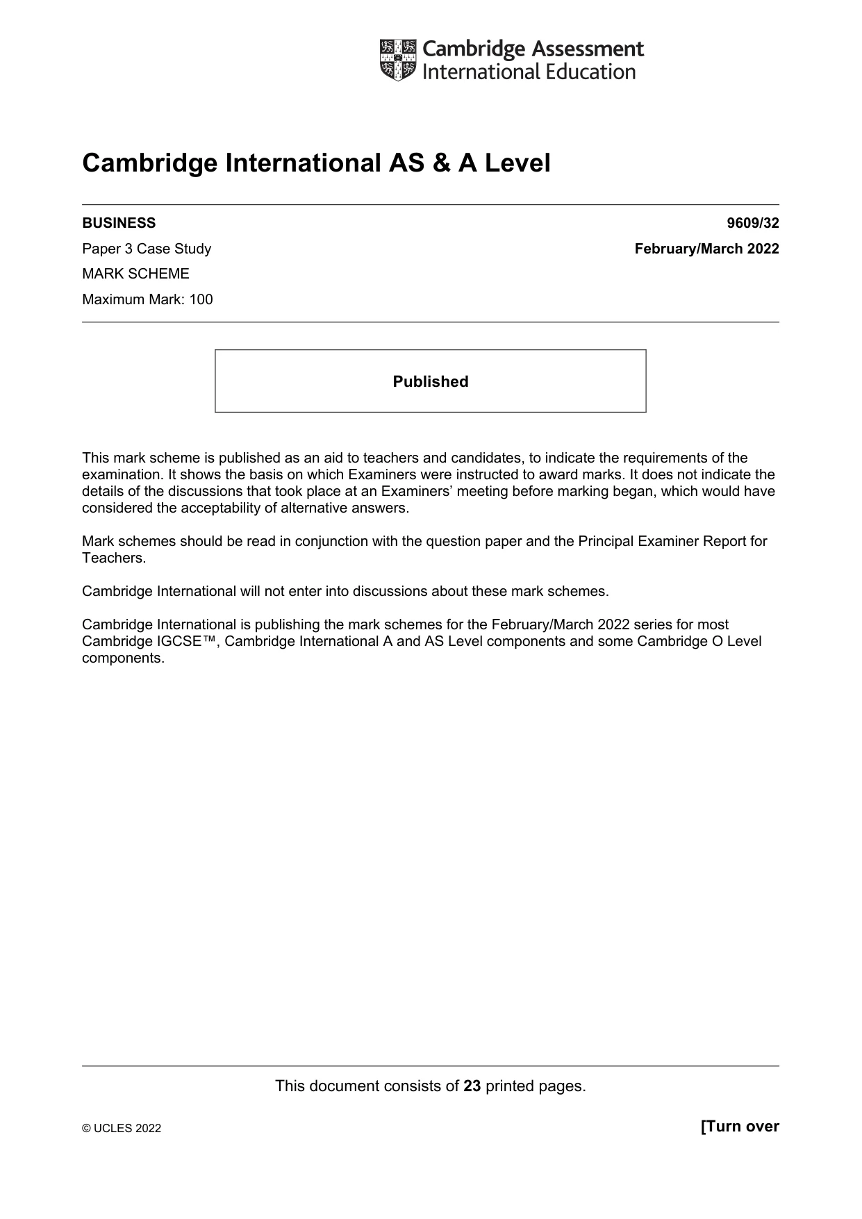 Mark scheme, page 1 of 23