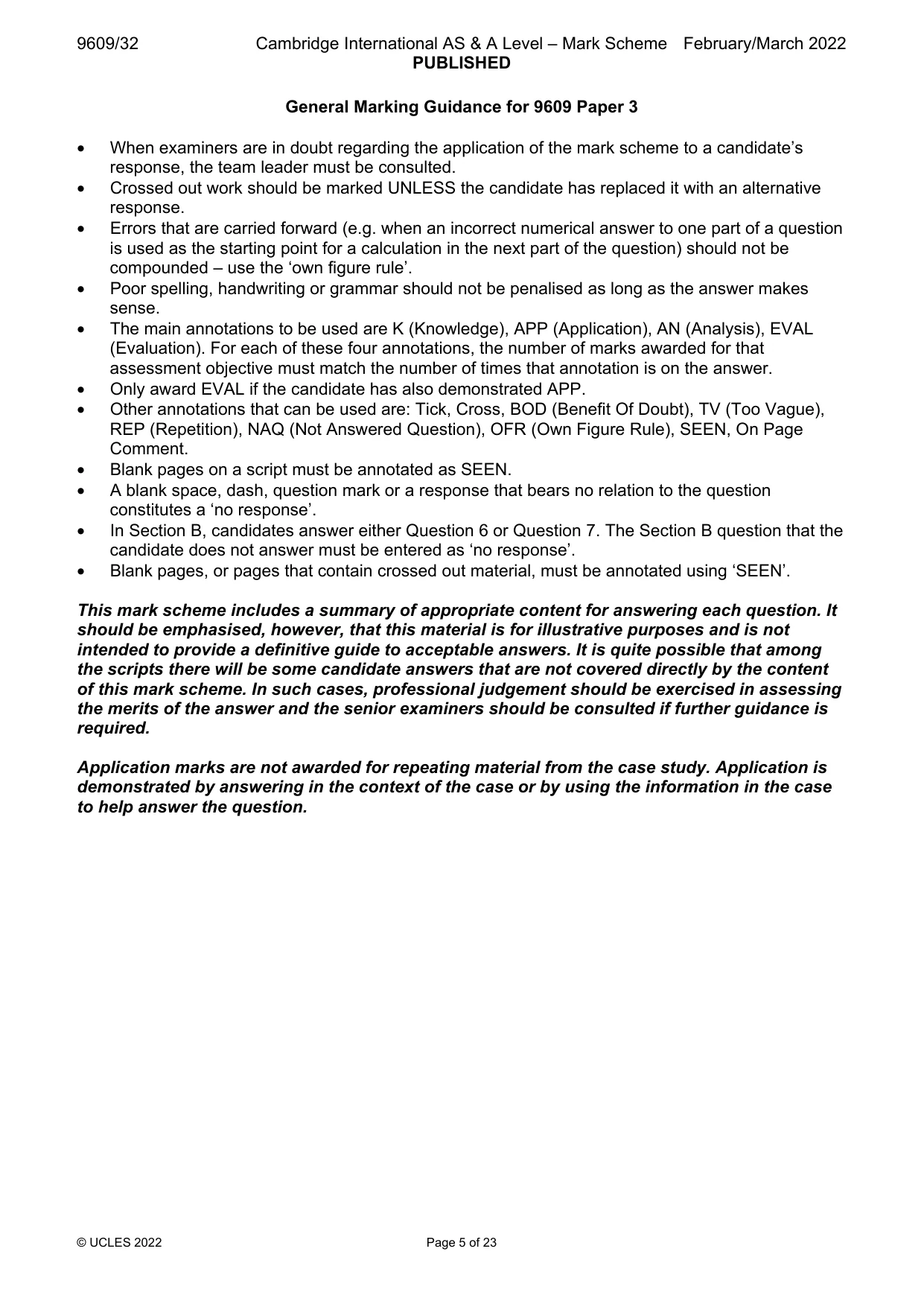 Mark scheme, page 5 of 23