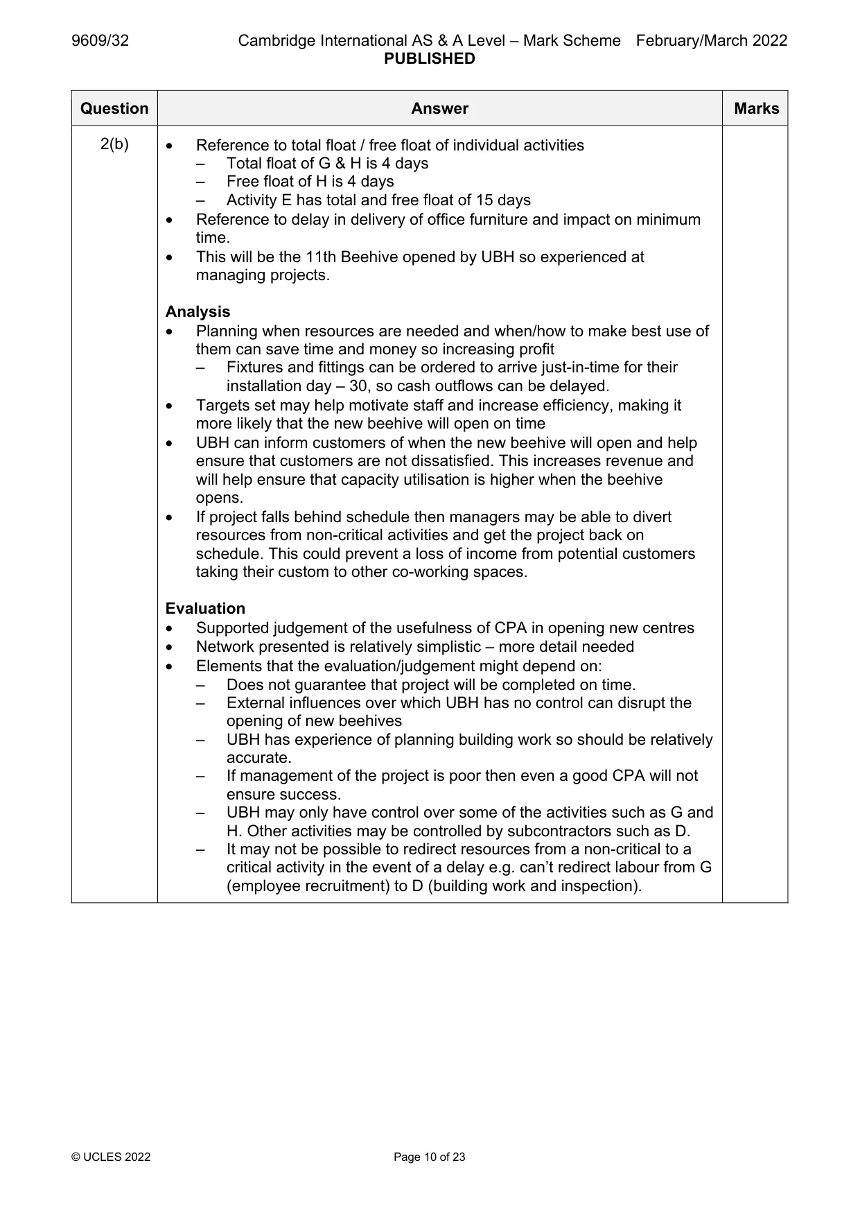 Mark scheme, page 10 of 23