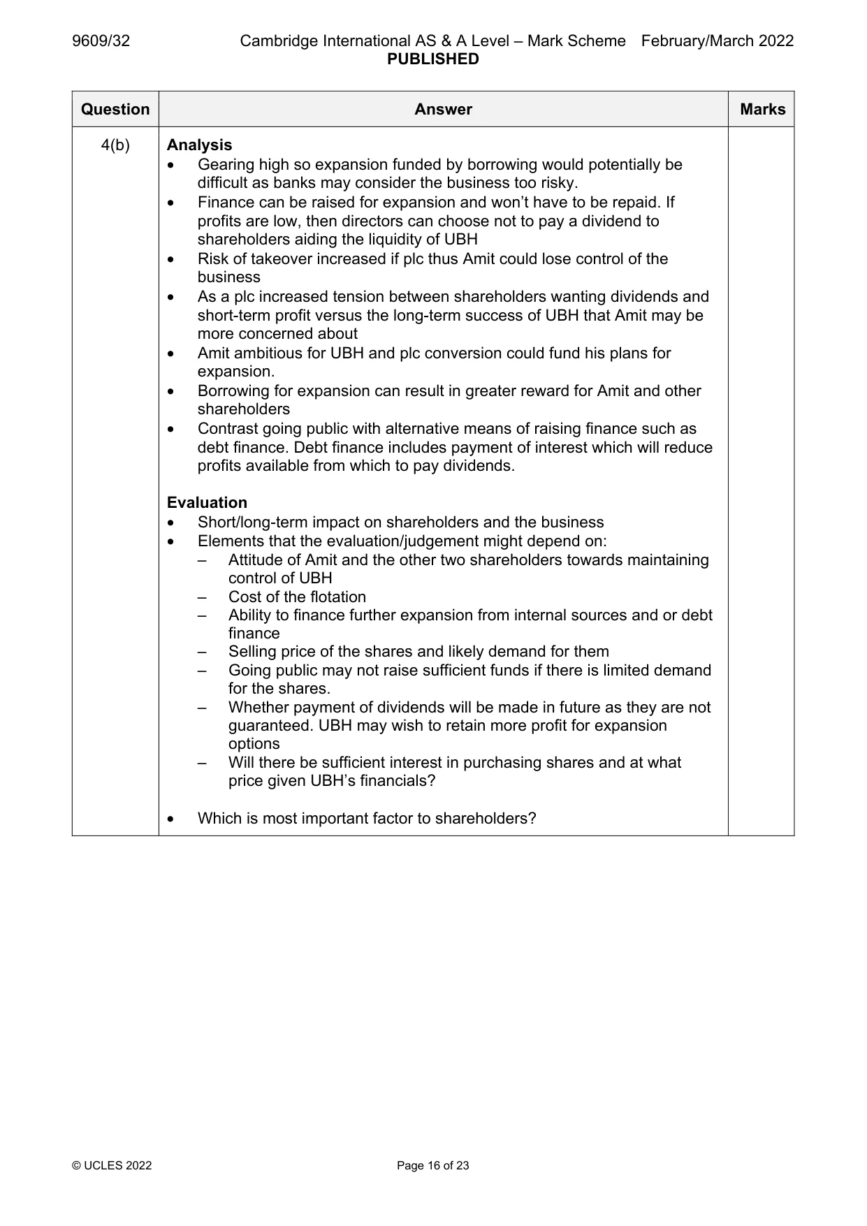 Mark scheme, page 16 of 23