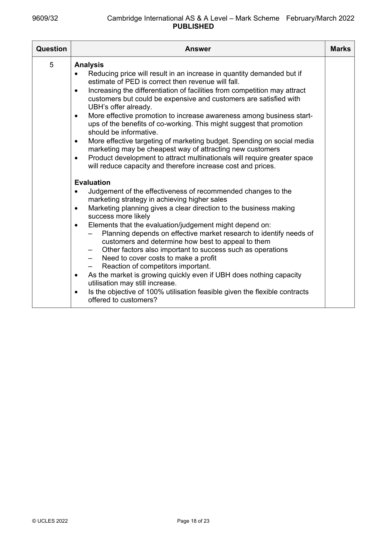 Mark scheme, page 18 of 23