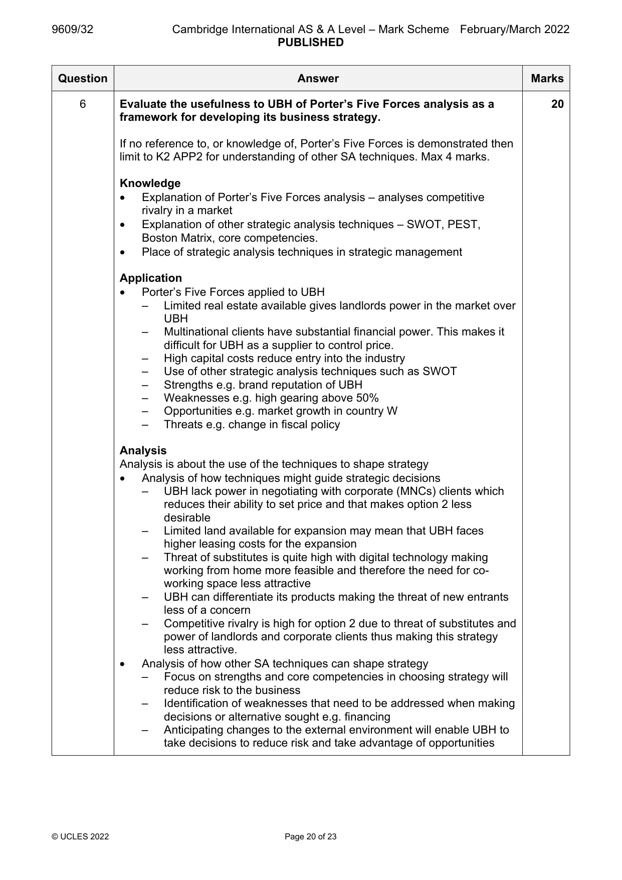Mark scheme, page 20 of 23