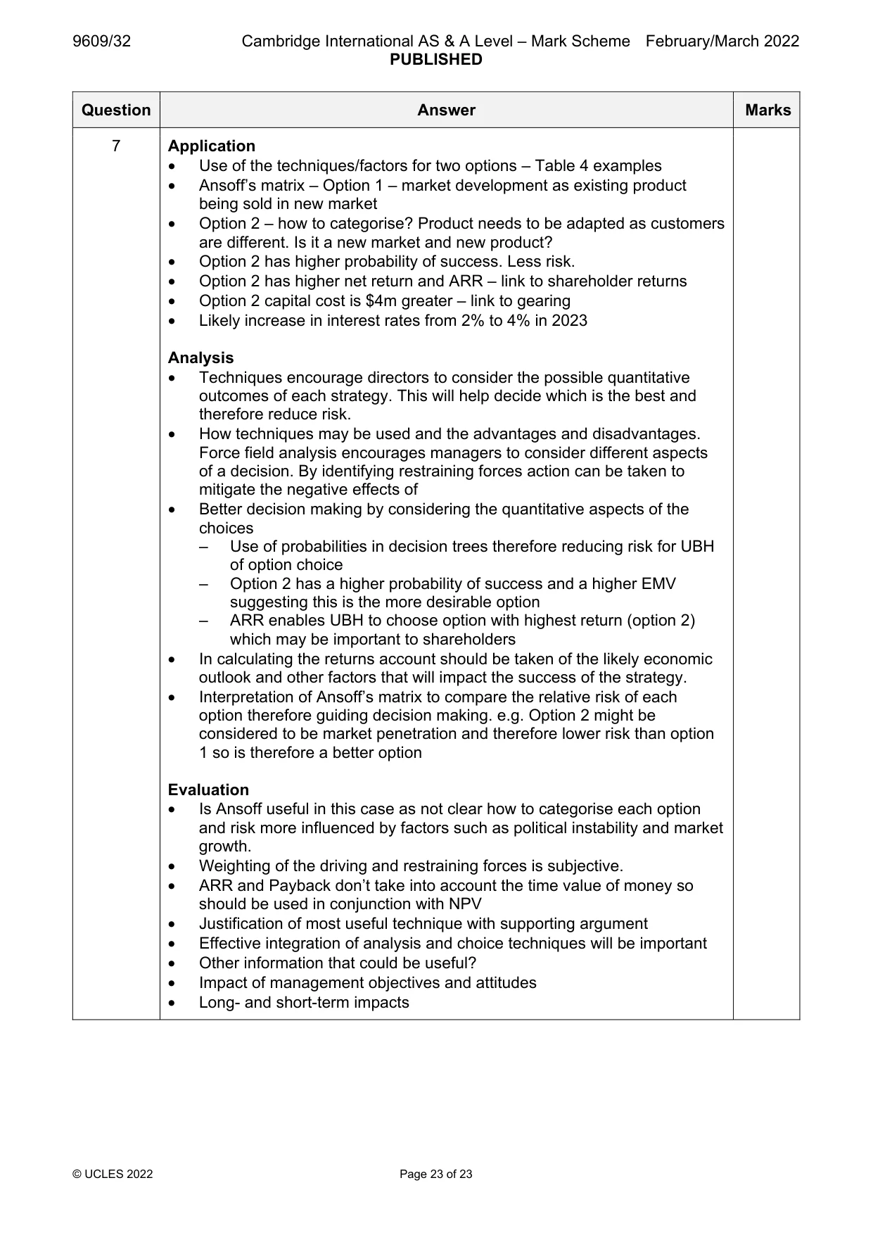 Mark scheme, page 23 of 23