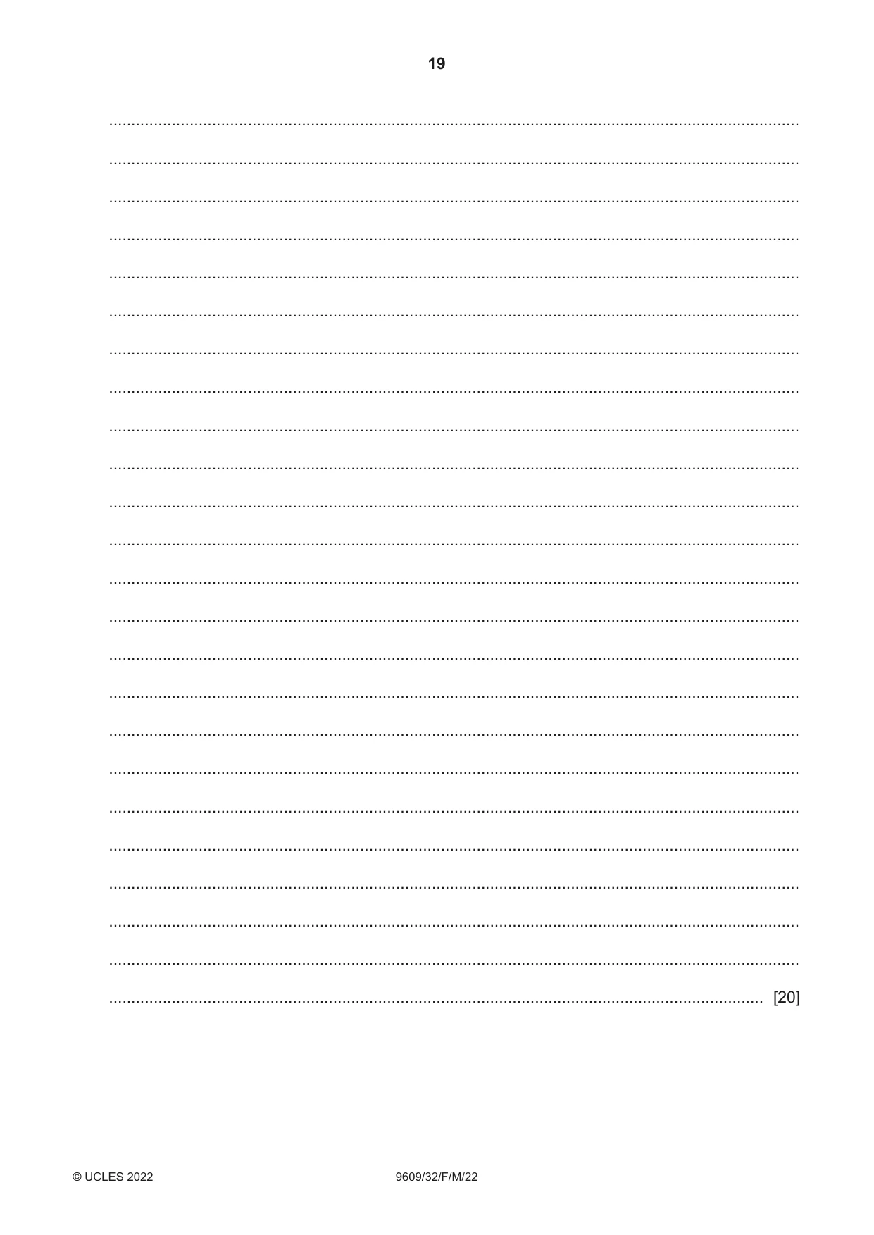 Cambridge A Level Business (for first examination in 2016) 9609 2022 Feb/March Paper 3 · Variant 2 question paper, page 19 of 20