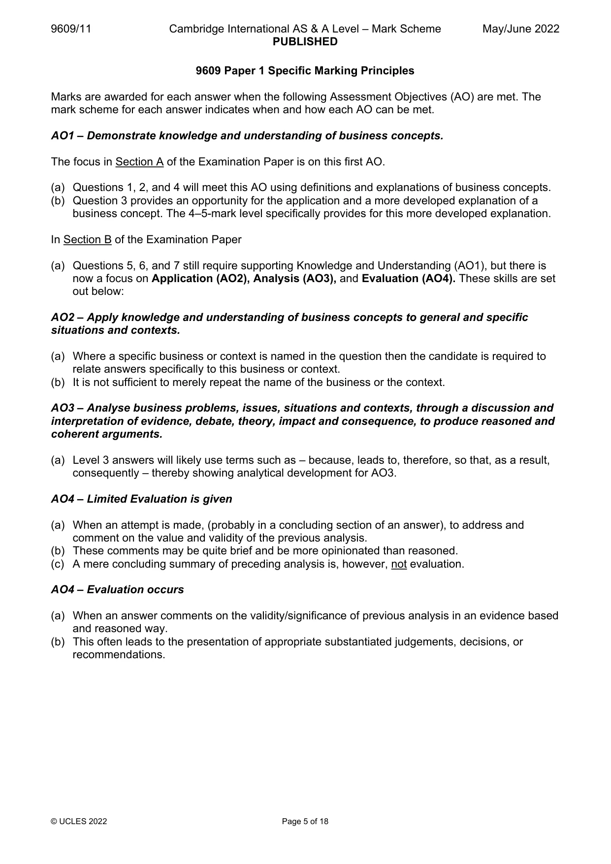 Mark scheme, page 5 of 18