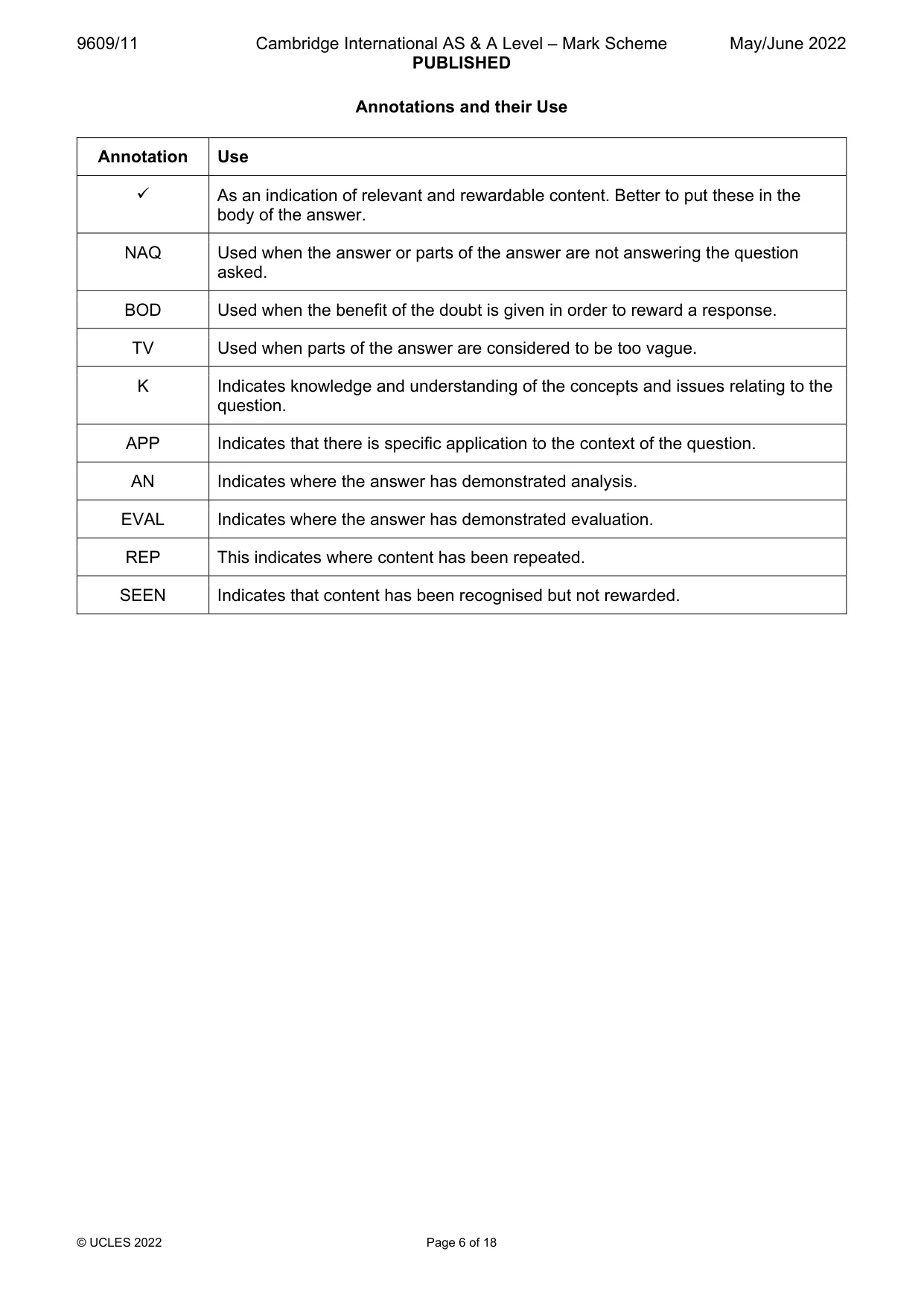 Mark scheme, page 6 of 18