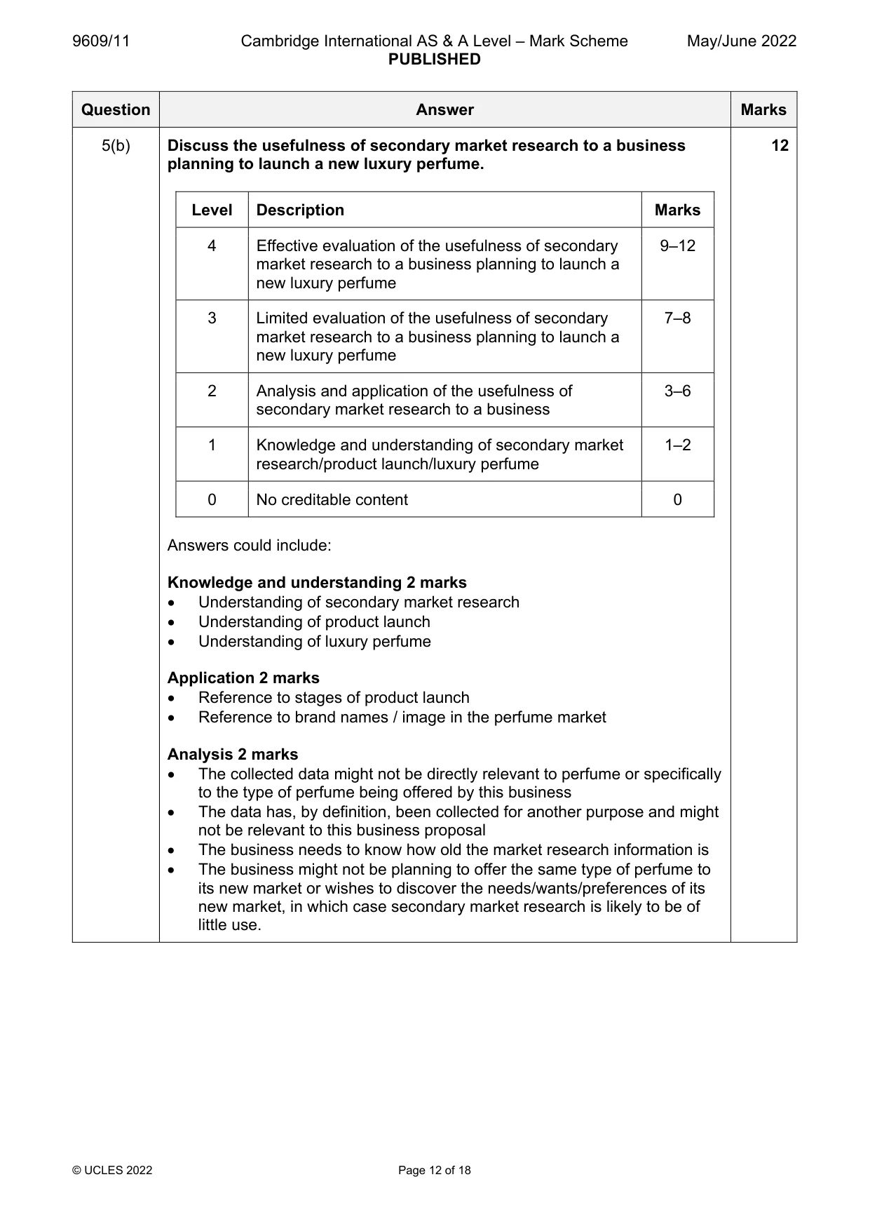 Mark scheme, page 12 of 18