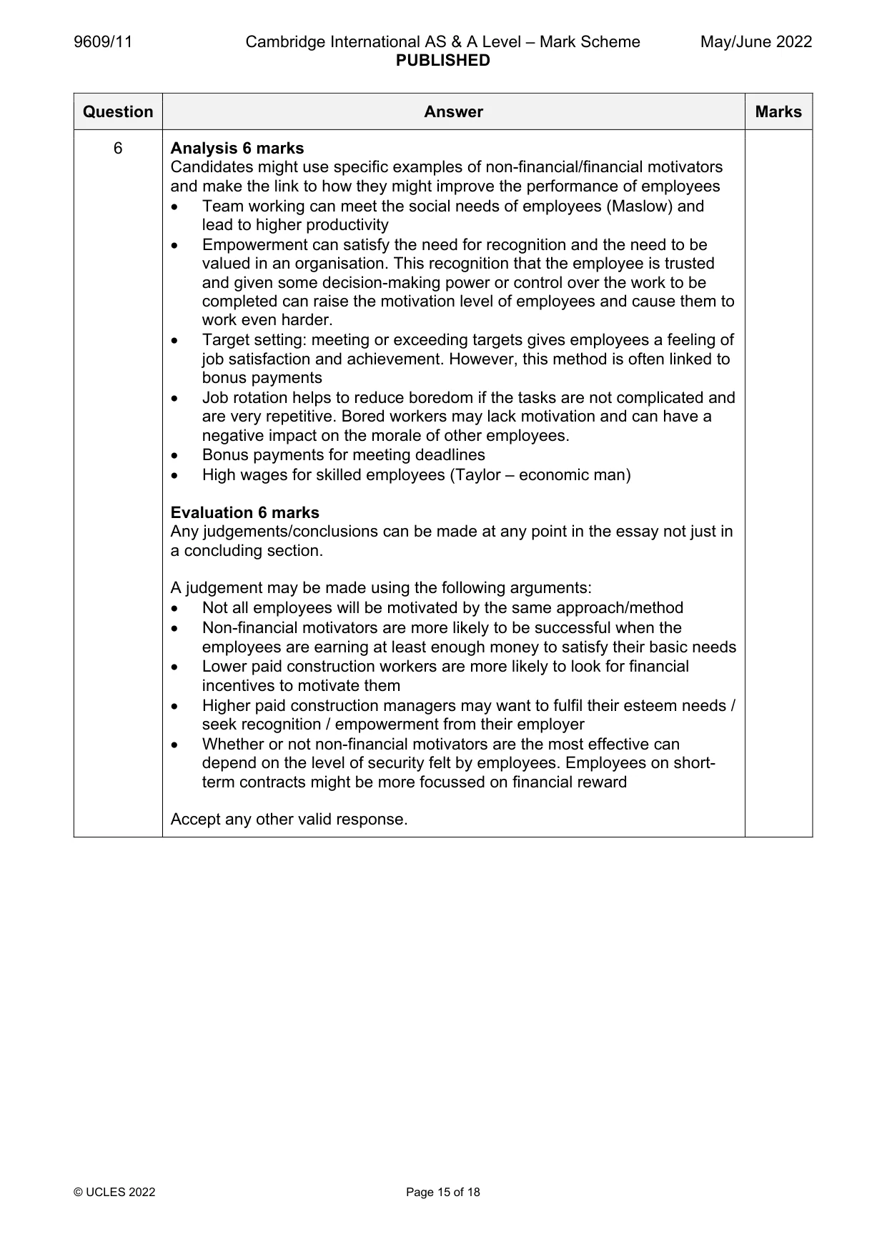 Mark scheme, page 15 of 18