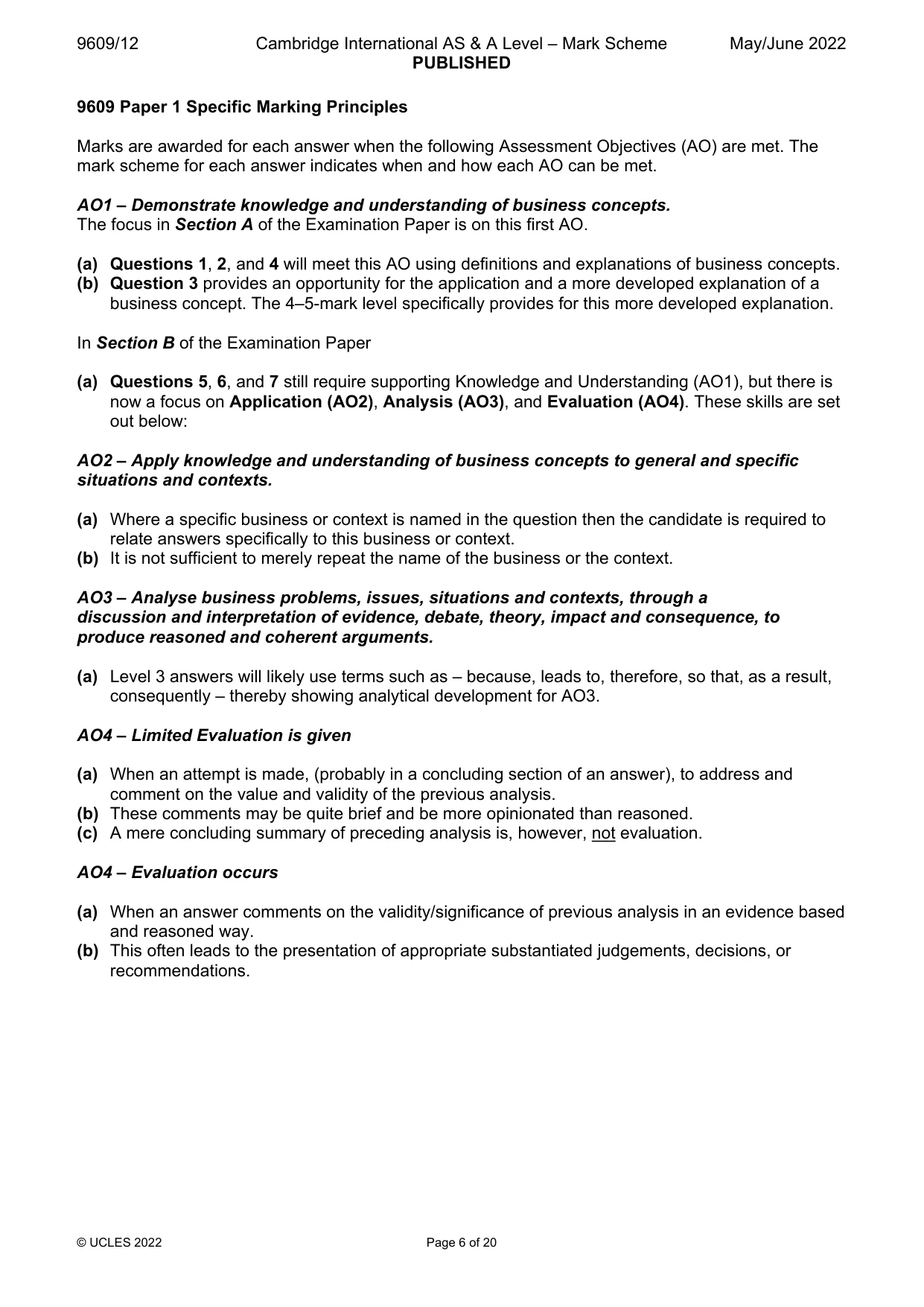 Mark scheme, page 6 of 20