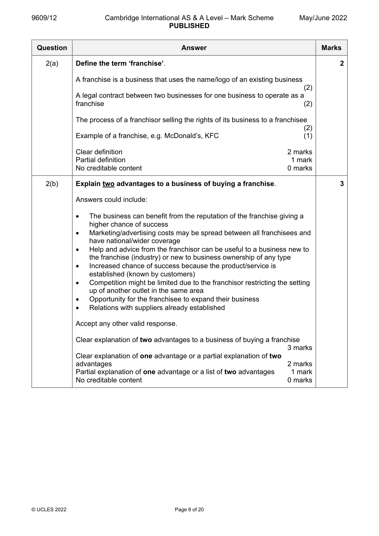 Mark scheme, page 9 of 20