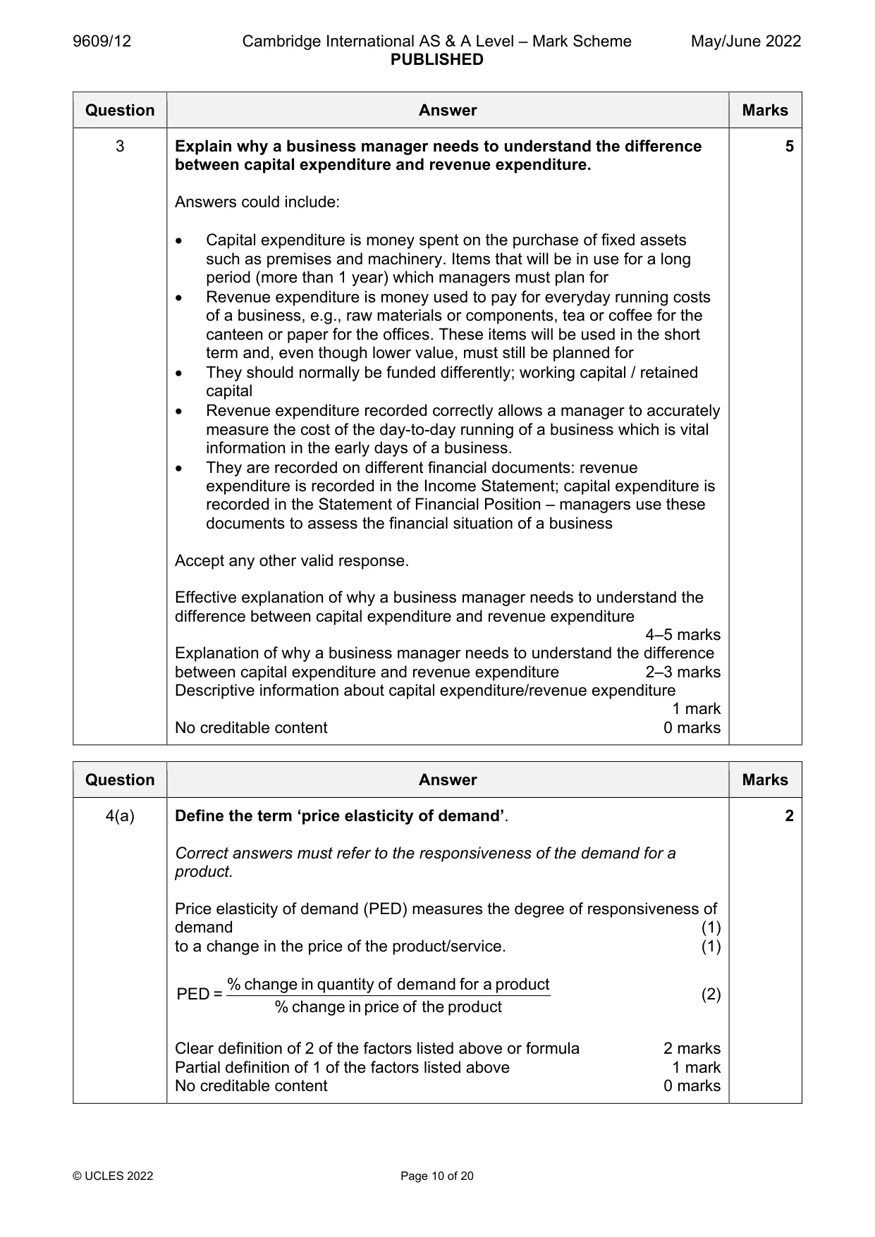 Mark scheme, page 10 of 20