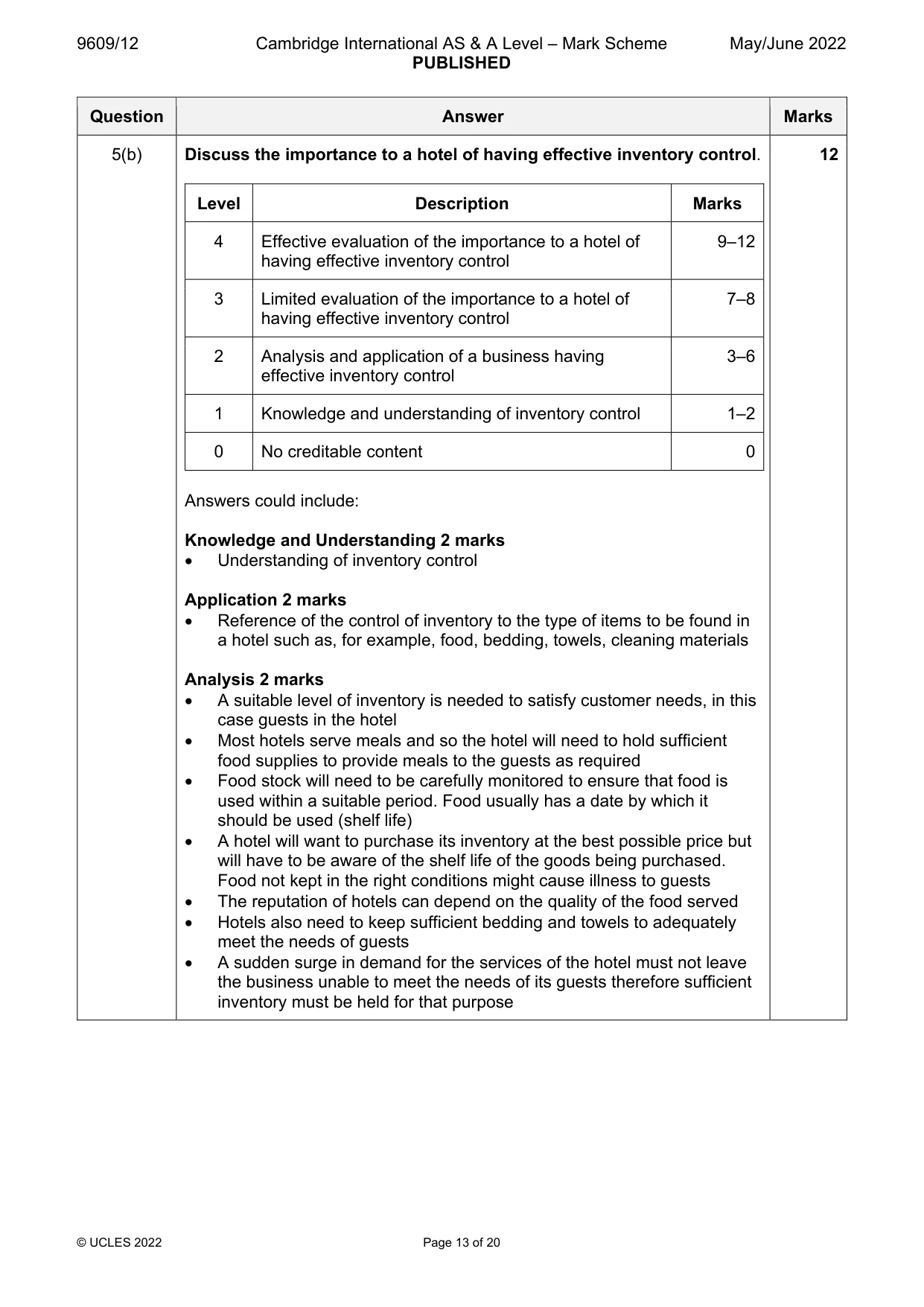 Mark scheme, page 13 of 20