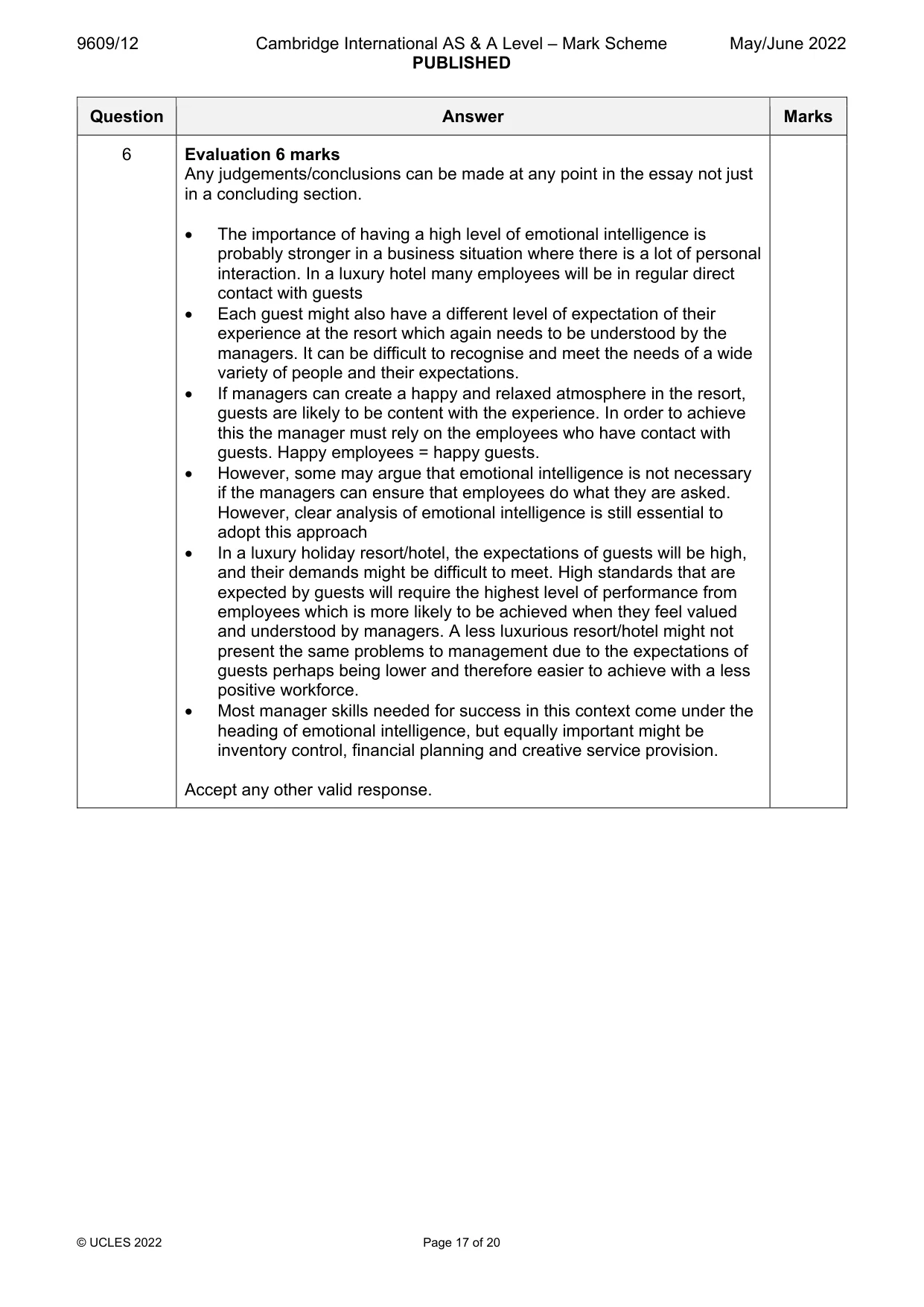 Mark scheme, page 17 of 20