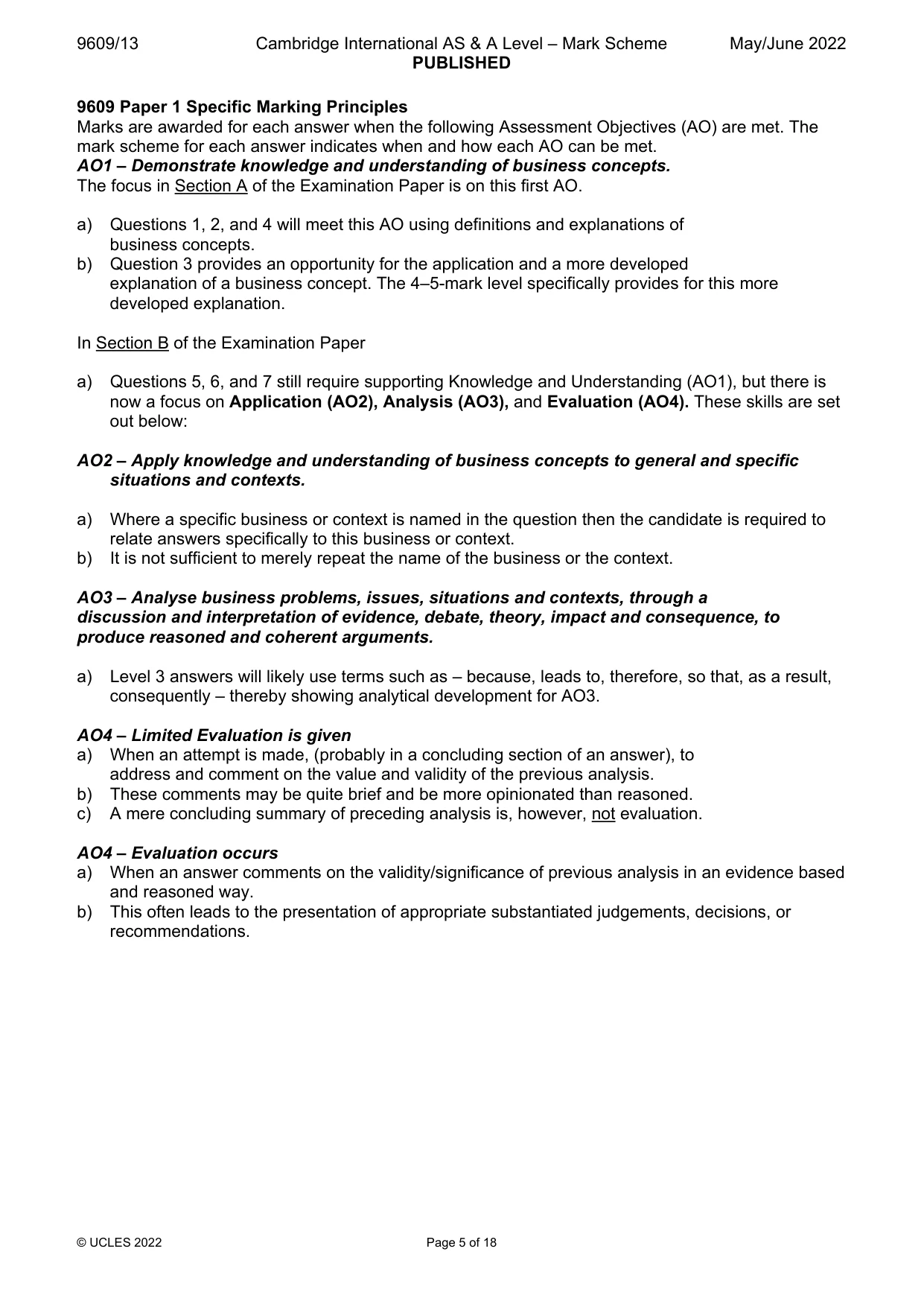 Mark scheme, page 5 of 18