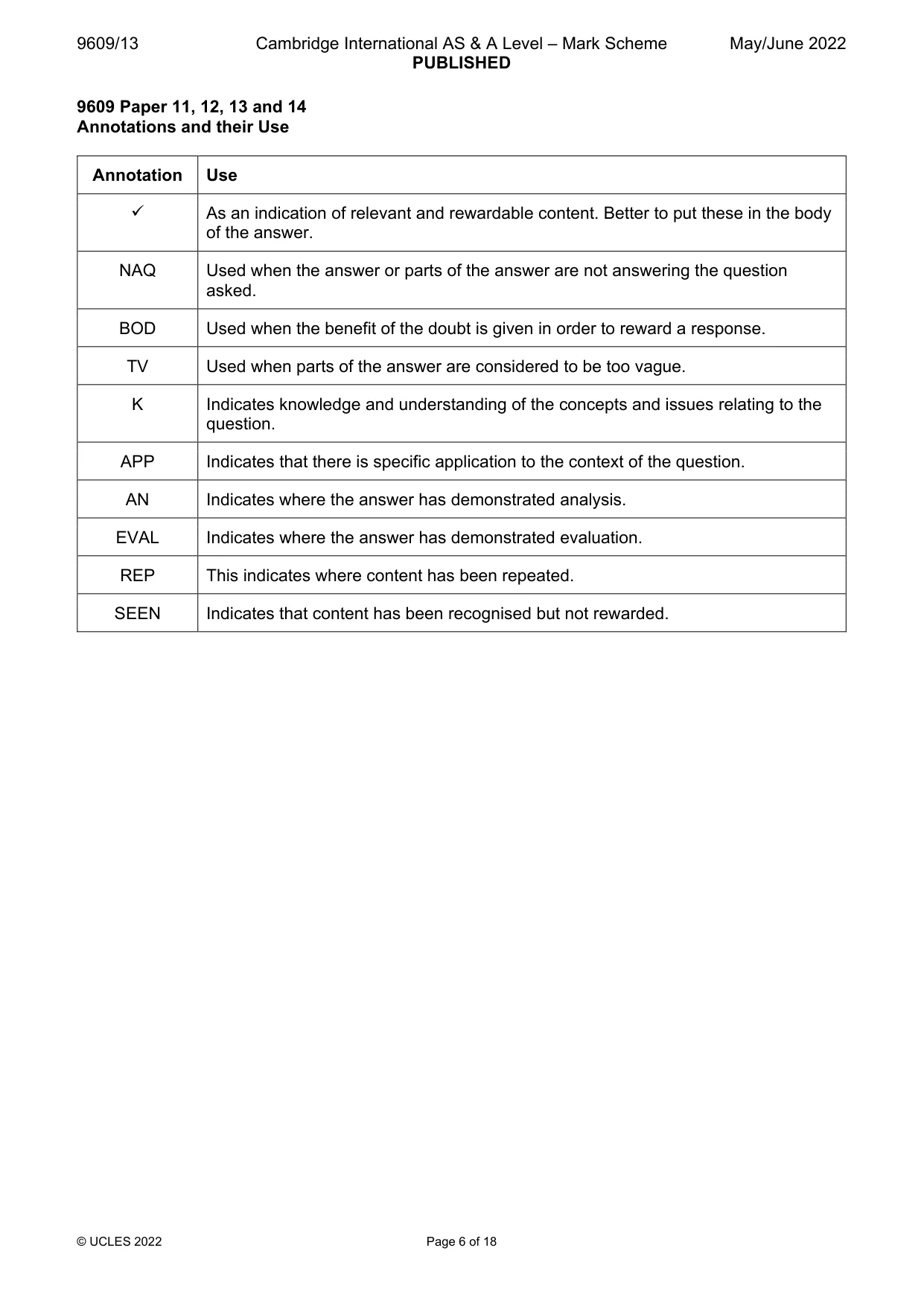 Mark scheme, page 6 of 18