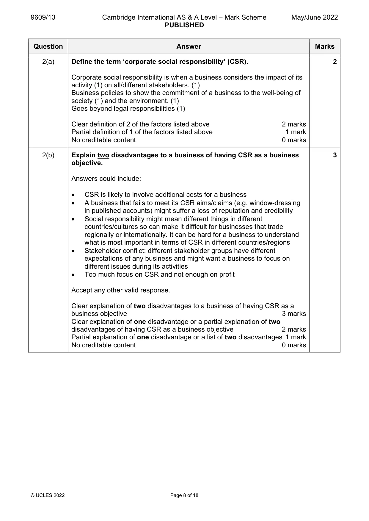 Mark scheme, page 8 of 18