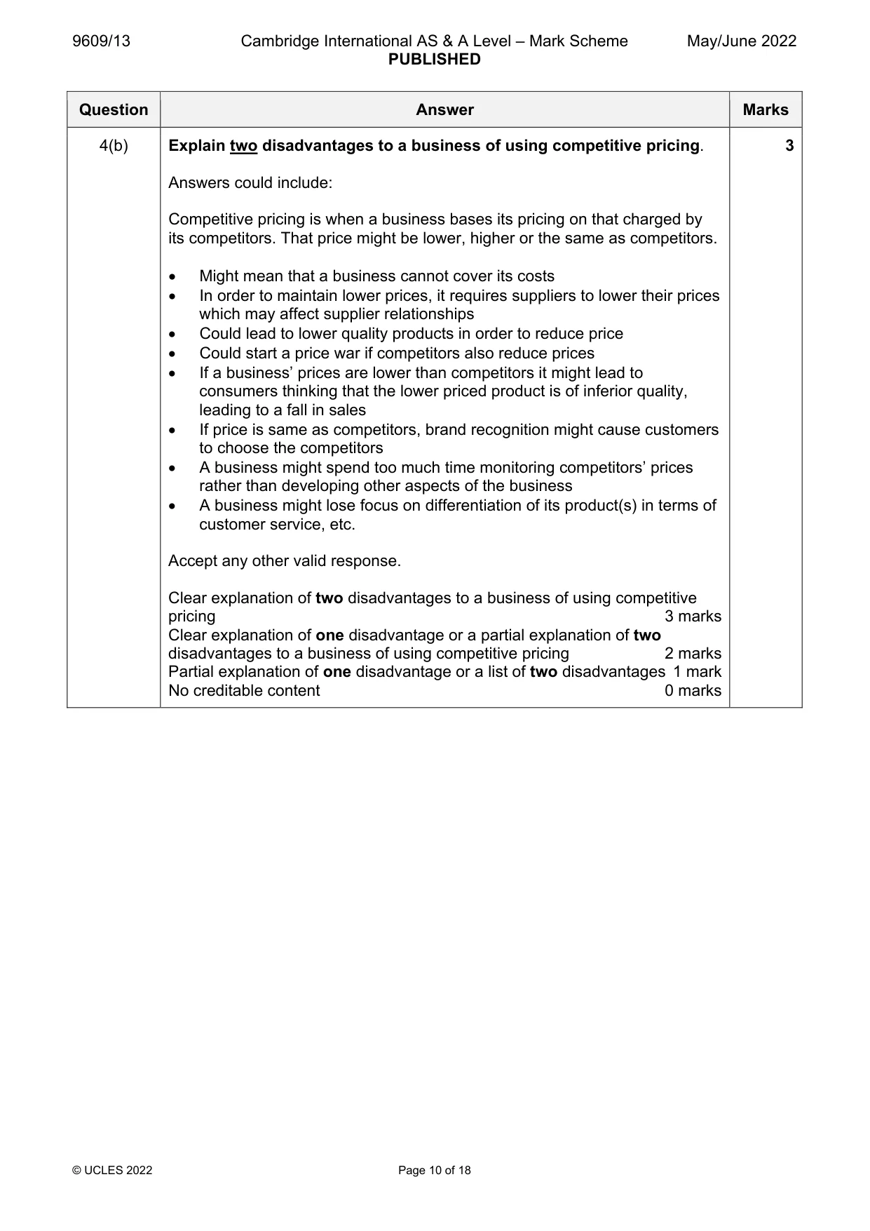 Mark scheme, page 10 of 18
