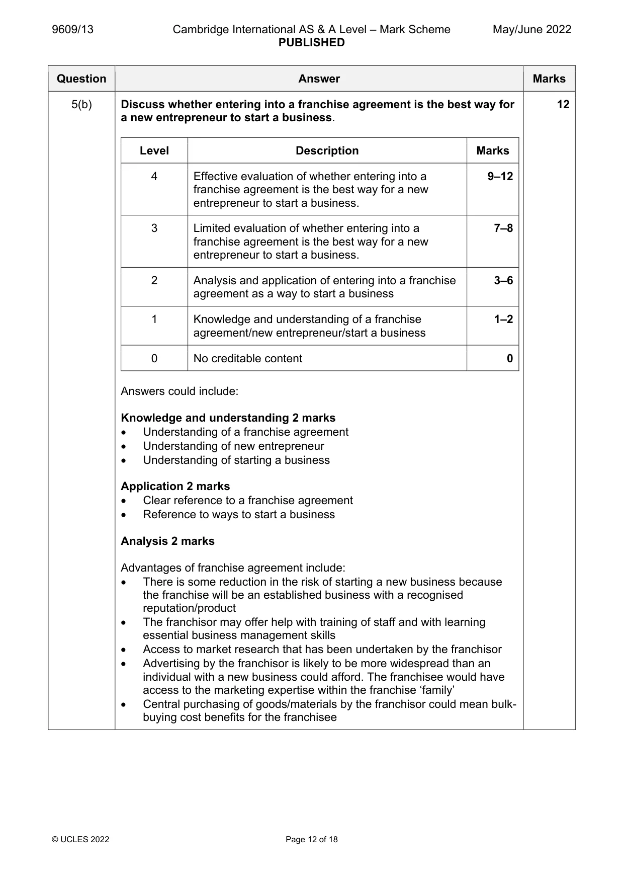 Mark scheme, page 12 of 18