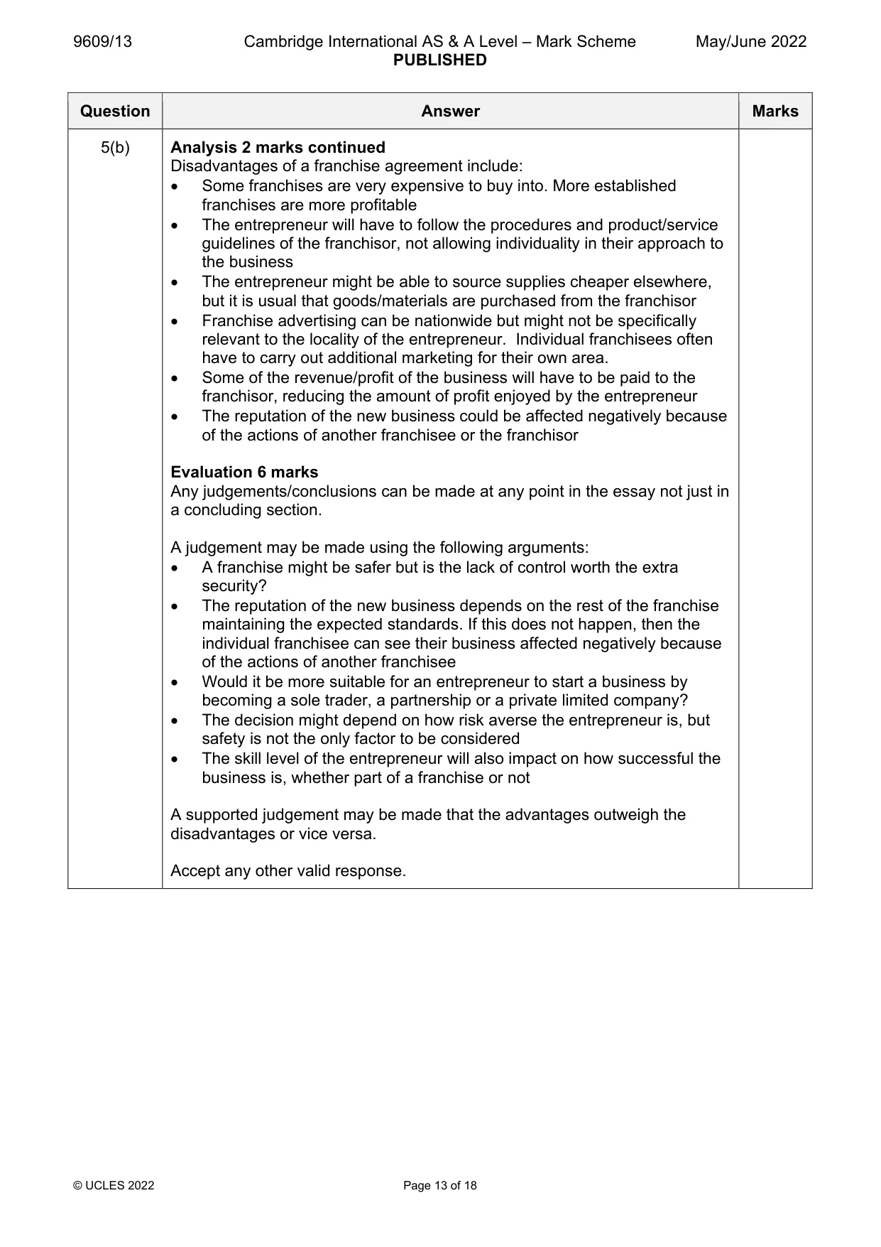 Mark scheme, page 13 of 18