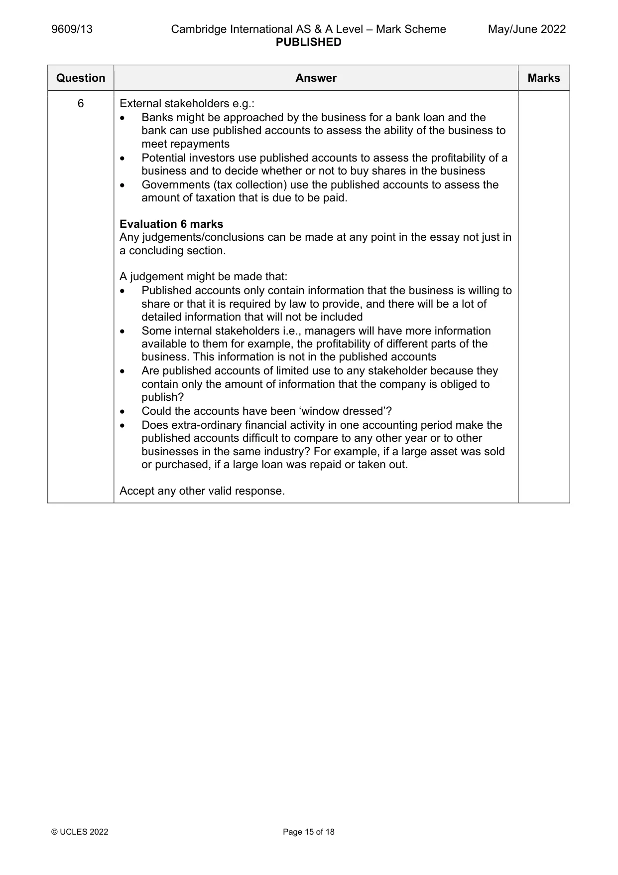 Mark scheme, page 15 of 18