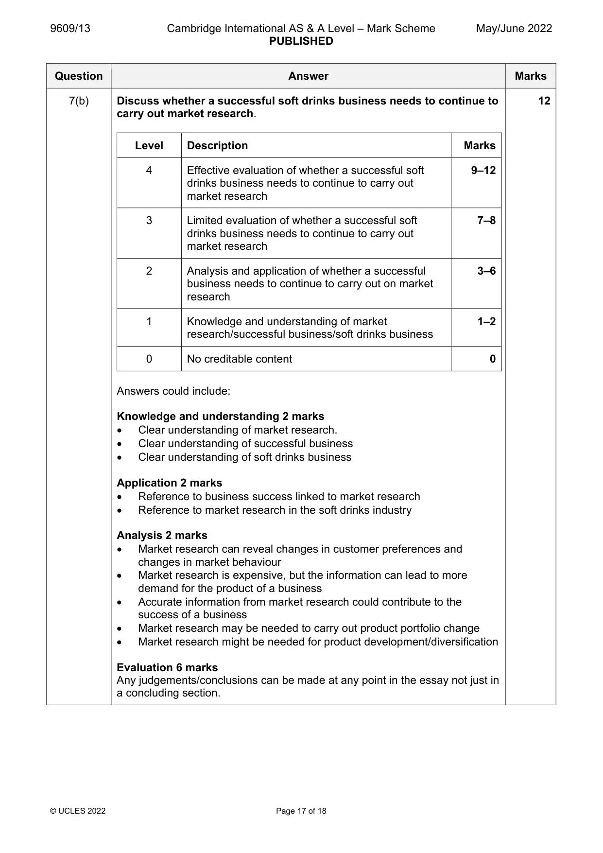 Mark scheme, page 17 of 18