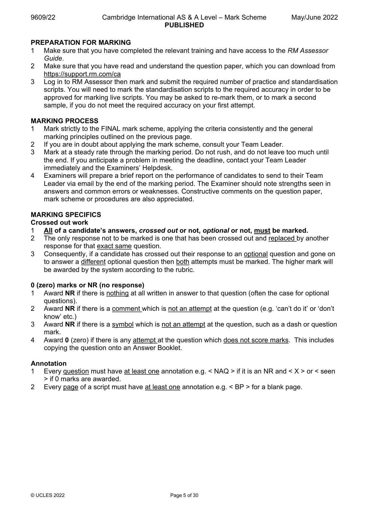 Mark scheme, page 5 of 30