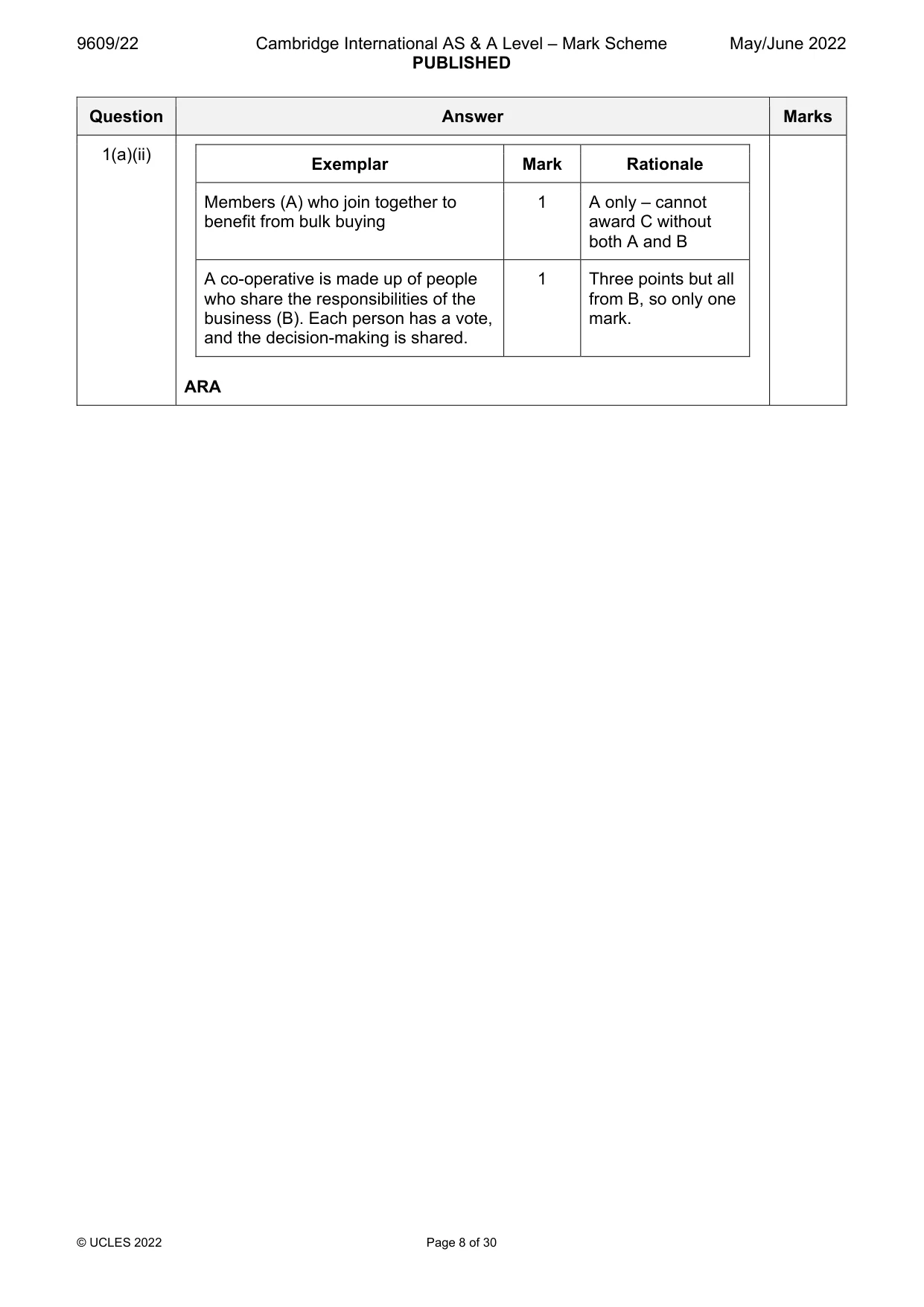 Mark scheme, page 8 of 30