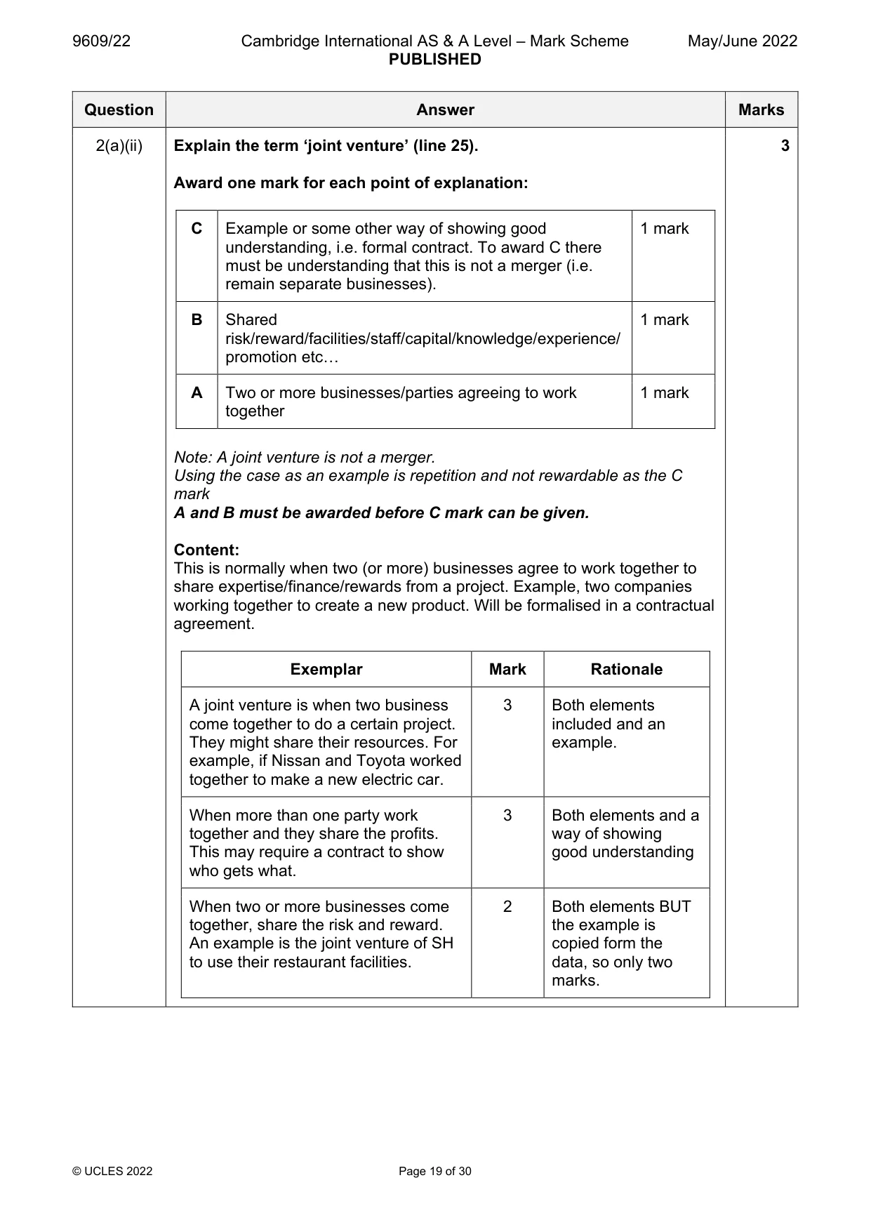 Mark scheme, page 19 of 30