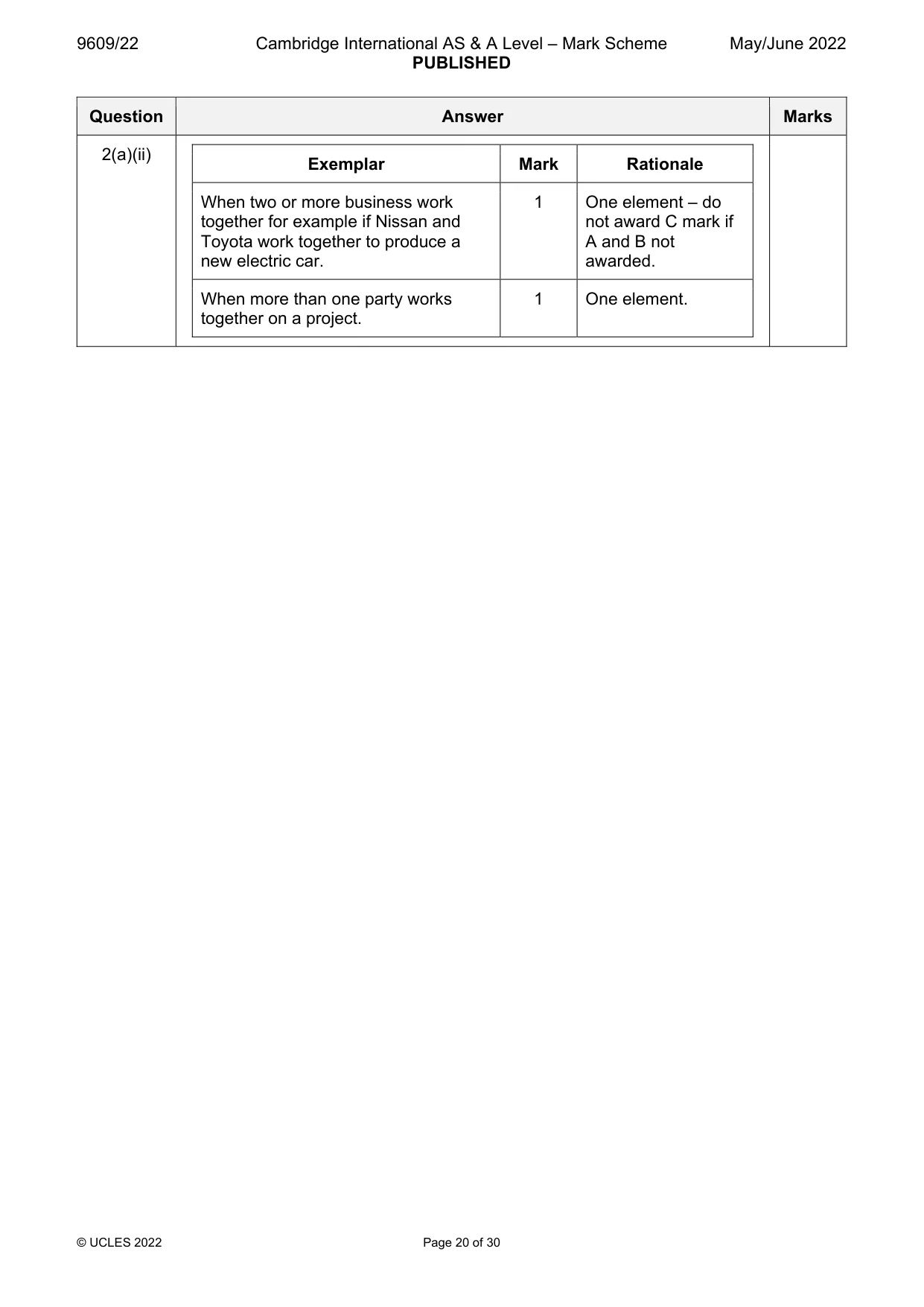 Mark scheme, page 20 of 30