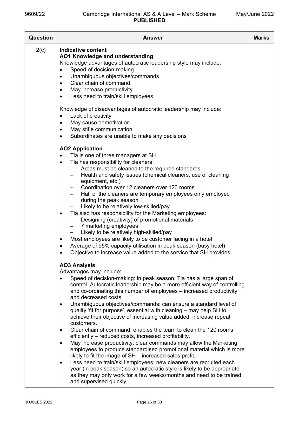 Mark scheme, page 26 of 30
