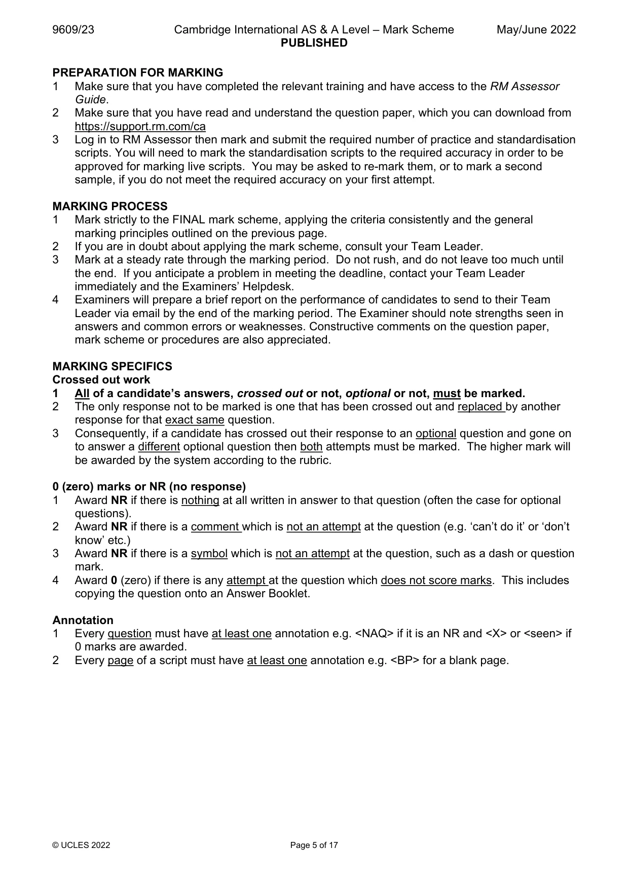 Mark scheme, page 5 of 17