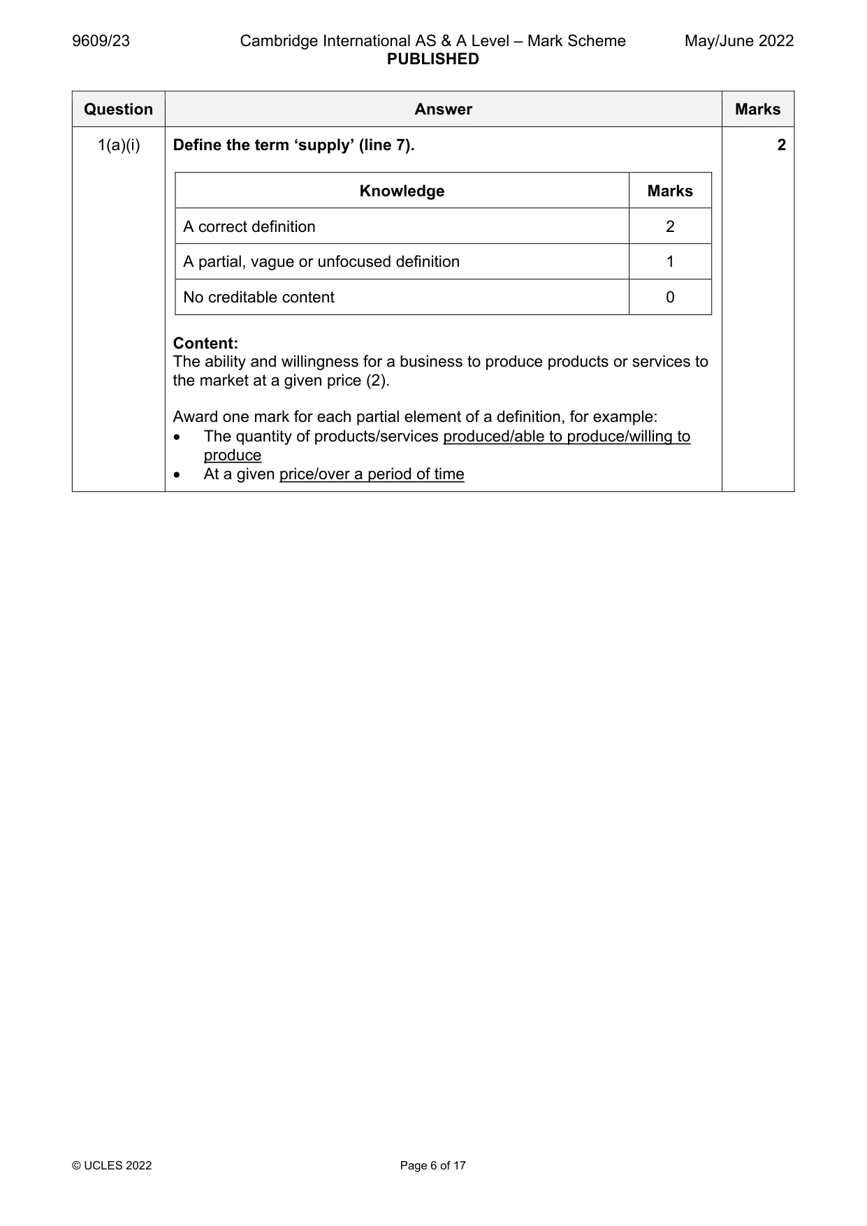 Mark scheme, page 6 of 17