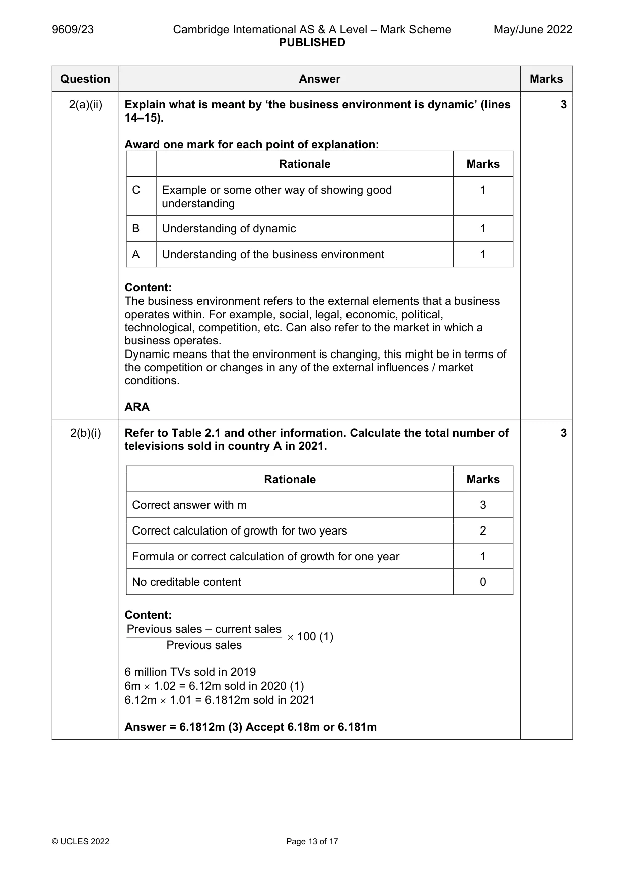 Mark scheme, page 13 of 17