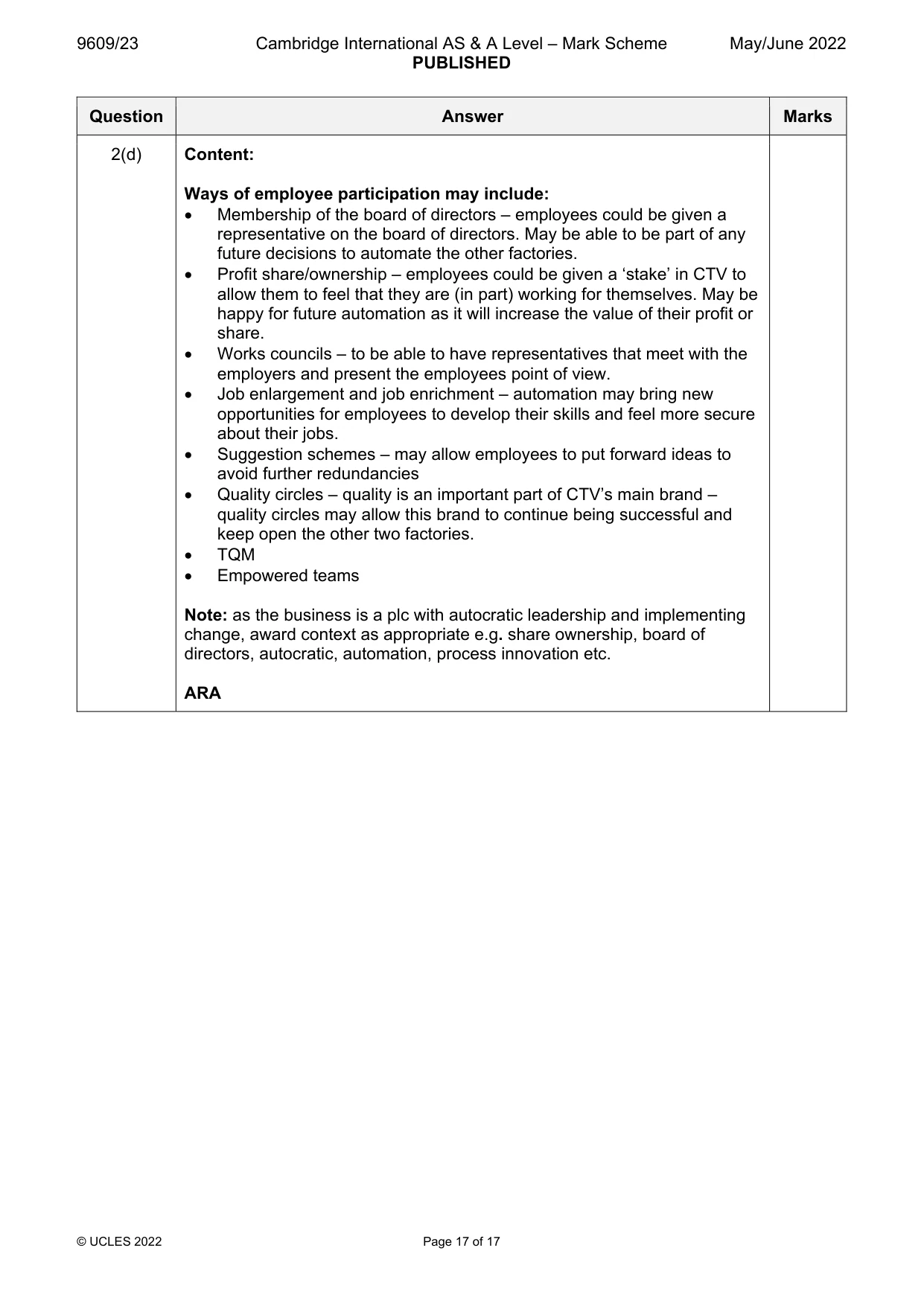 Mark scheme, page 17 of 17