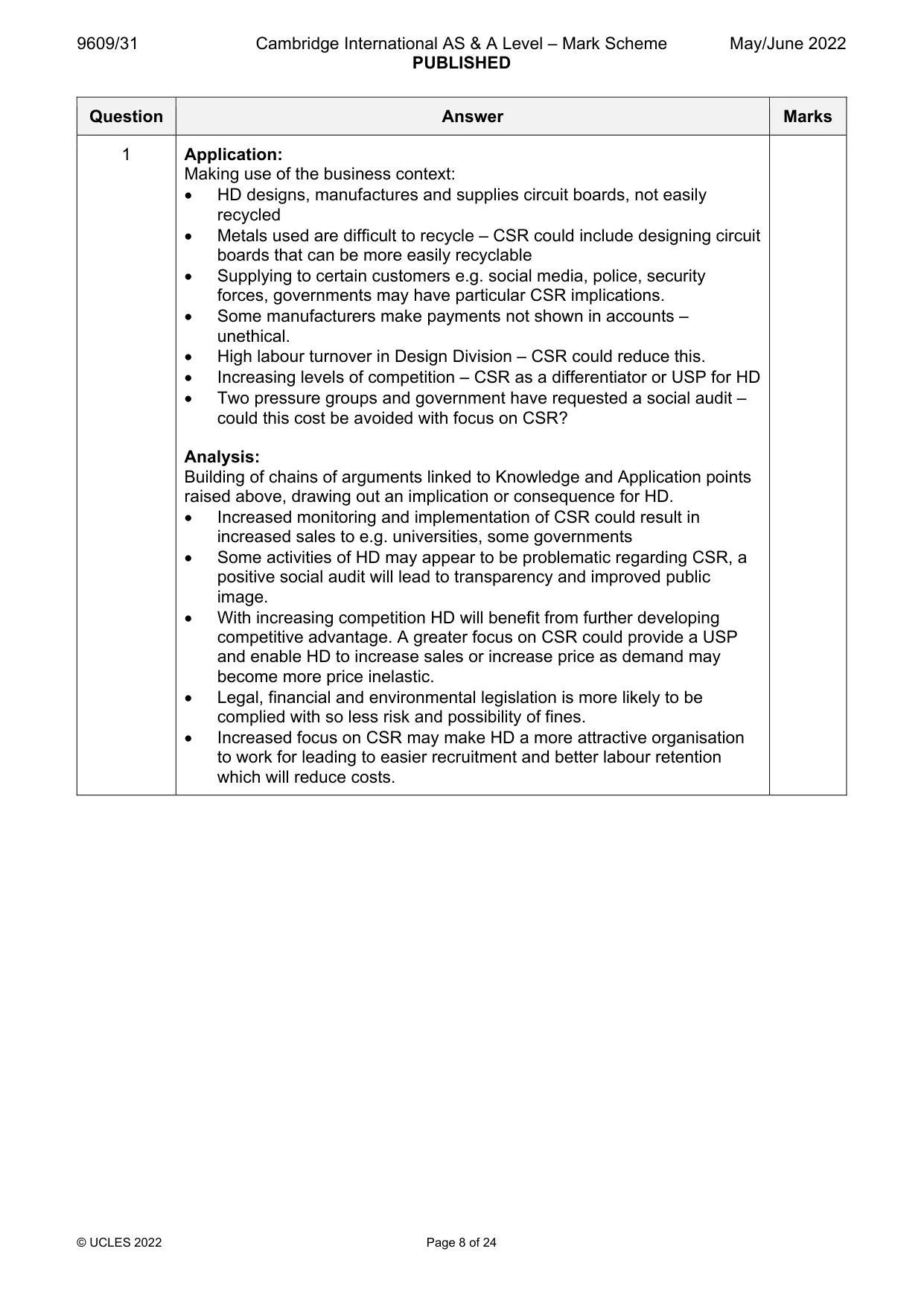 Mark scheme, page 8 of 24