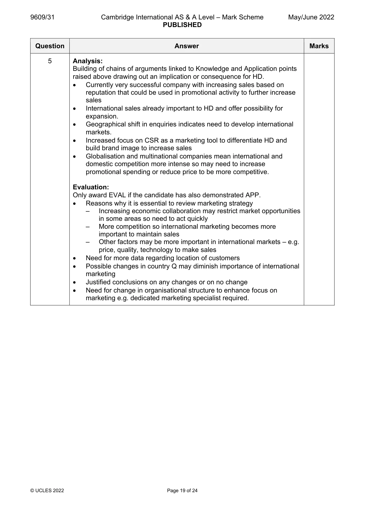 Mark scheme, page 19 of 24